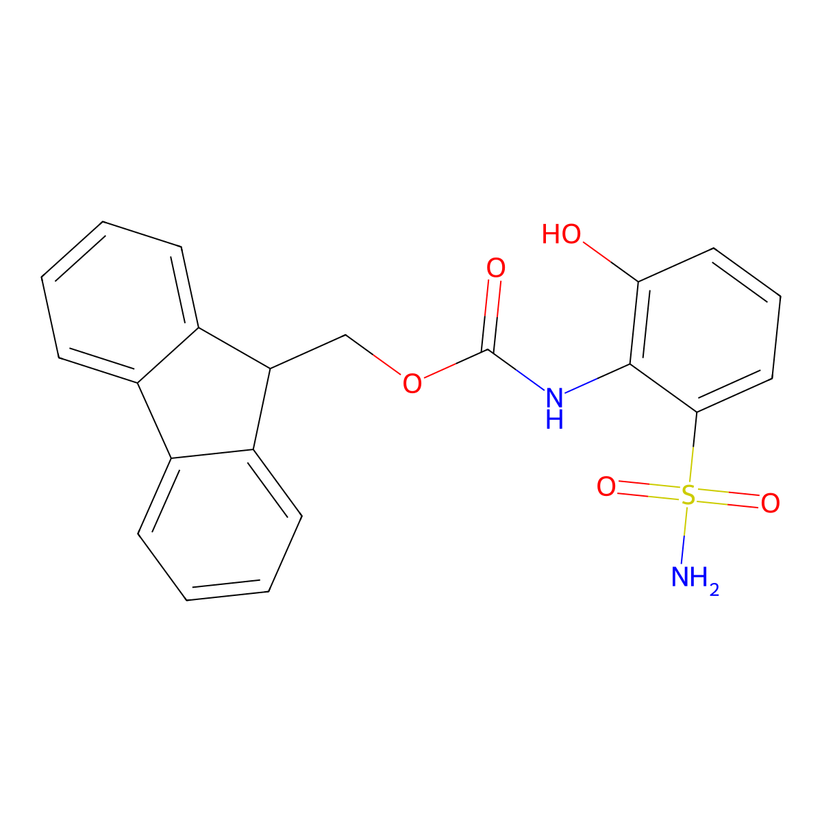 (9H-fluoren-9-yl)methyl N-(2-hydroxy-6-sulfamoylphenyl)carbamate molecular structure, CAS 2763984-49-0