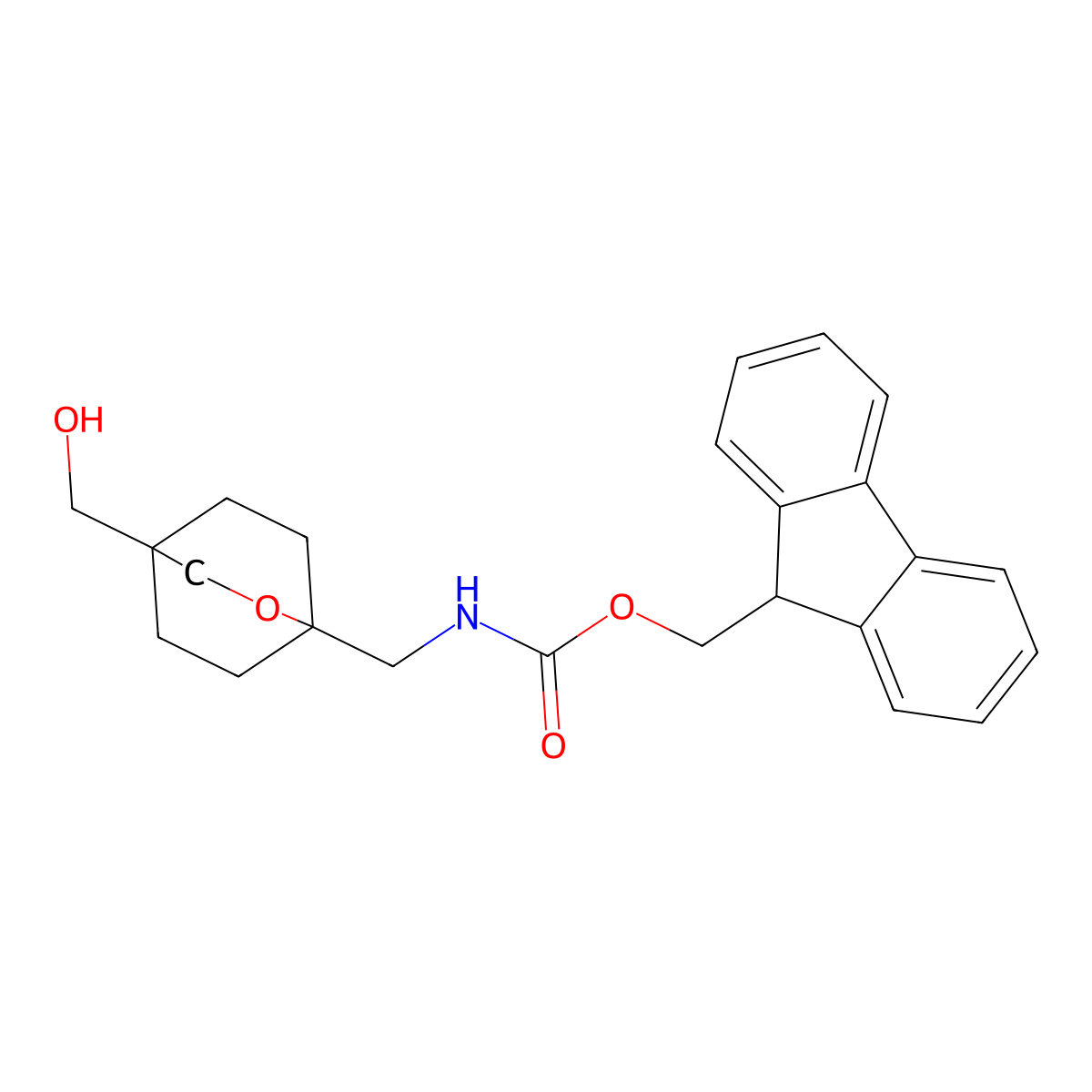 (9H-fluoren-9-yl)methyl N-{[4-(hydroxymethyl)-2-oxabicyclo[2.2.2]octan-1-yl]methyl}carbamate molecular structure, CAS 2763984-52-5