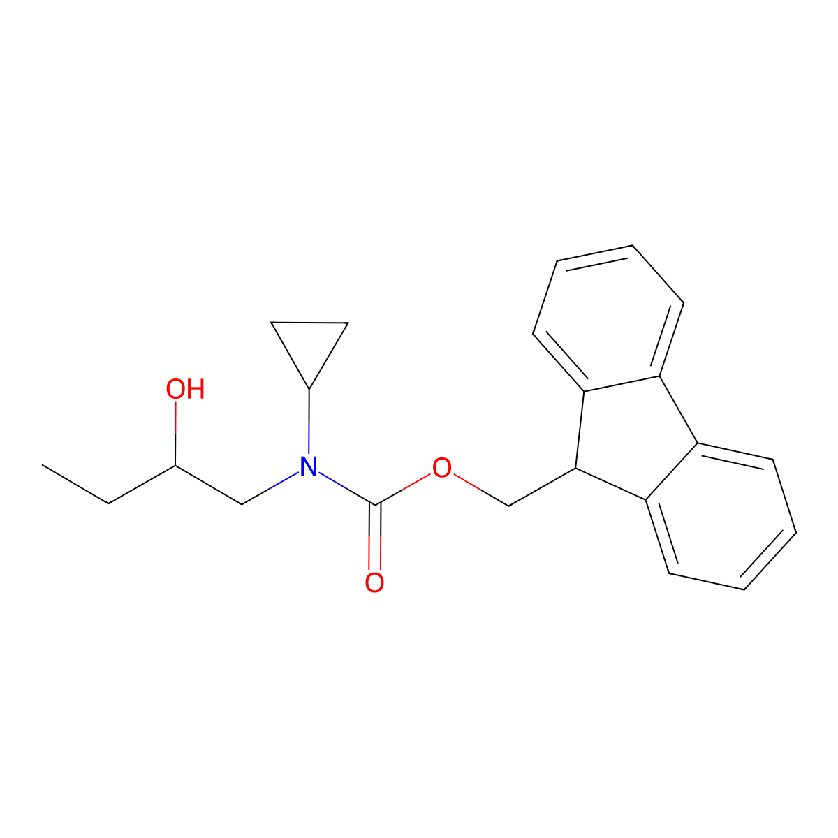 (9H-fluoren-9-yl)methyl N-cyclopropyl-N-(2-hydroxybutyl)carbamate molecular structure, CAS 2763984-62-7