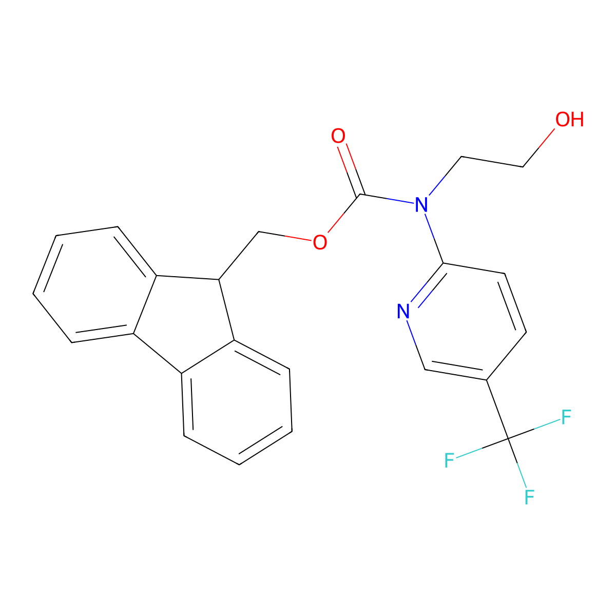 (9H-fluoren-9-yl)methyl N-(2-hydroxyethyl)-N-[5-(trifluoromethyl)pyridin-2-yl]carbamate molecular structure, CAS 2763984-63-8