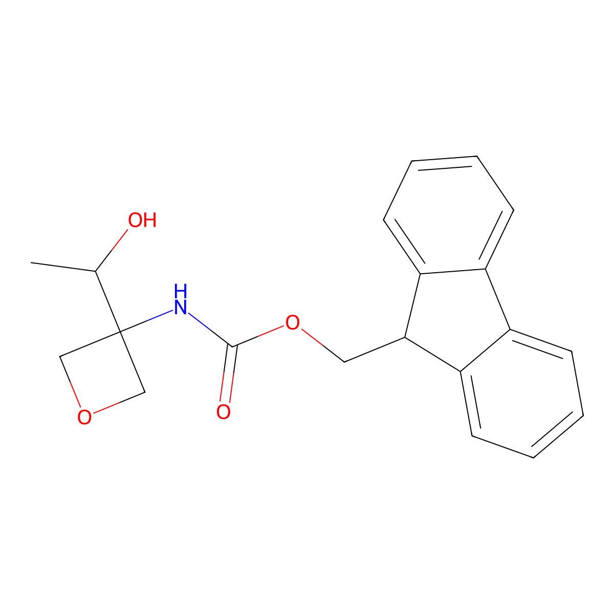 (9H-fluoren-9-yl)methyl N-[3-(1-hydroxyethyl)oxetan-3-yl]carbamate molecular structure, CAS 2763984-64-9