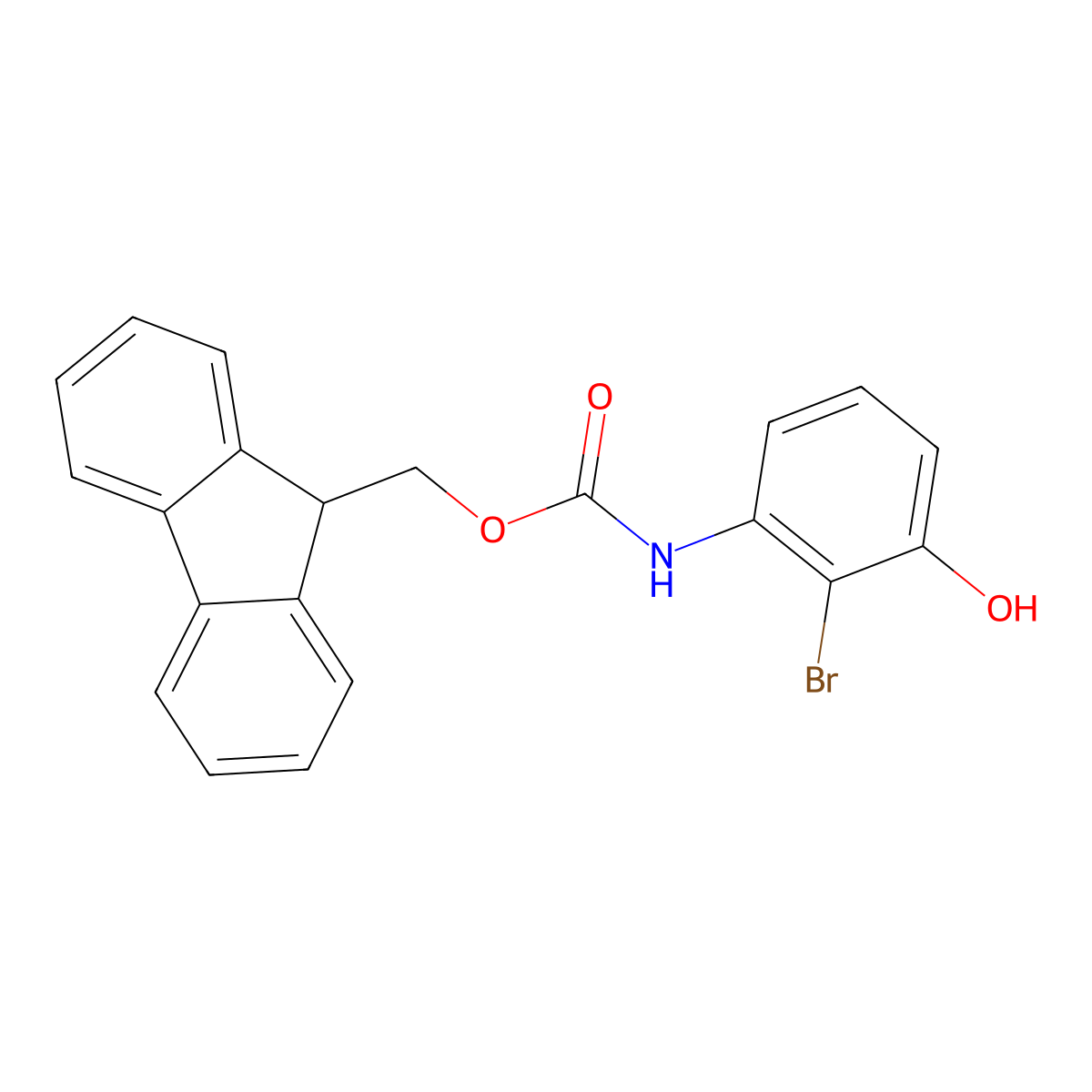 (9H-fluoren-9-yl)methyl N-(2-bromo-3-hydroxyphenyl)carbamate molecular structure, CAS 2763984-80-9