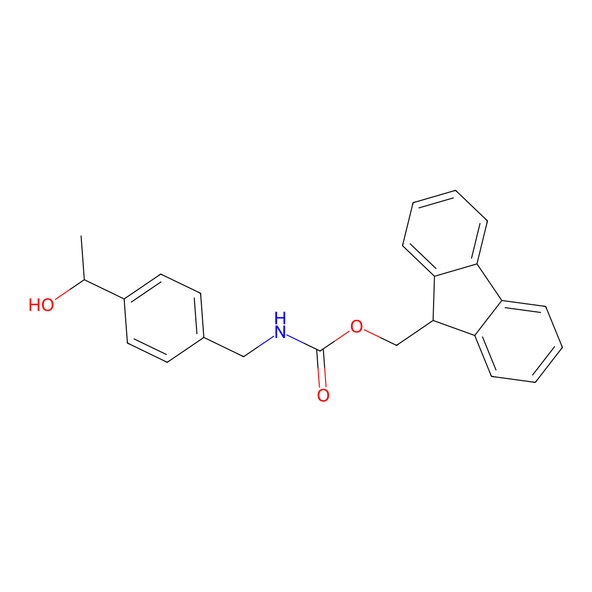 (9H-fluoren-9-yl)methyl N-{[4-(1-hydroxyethyl)phenyl]methyl}carbamate molecular structure, CAS 2763984-81-0