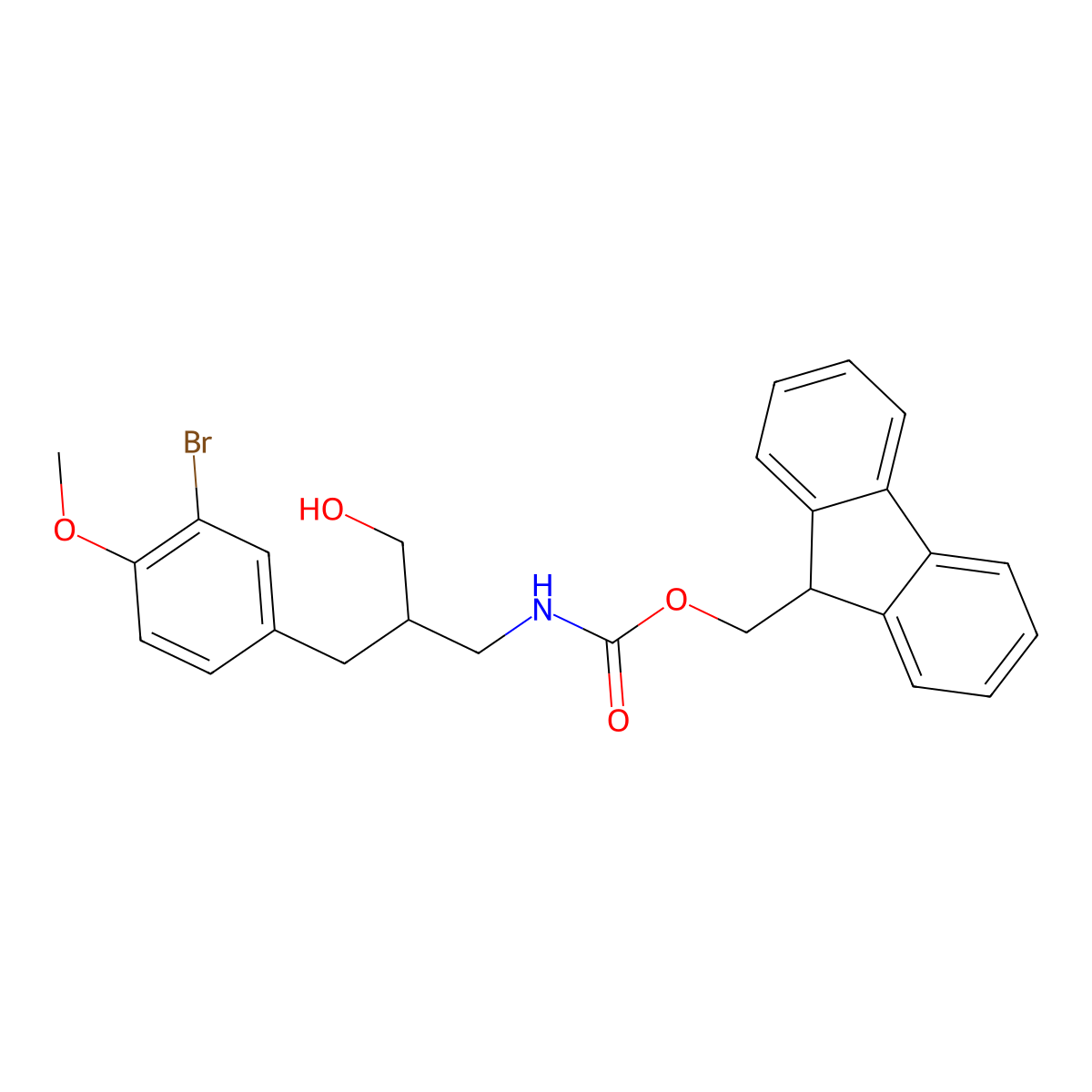 (9H-fluoren-9-yl)methyl N-{2-[(3-bromo-4-methoxyphenyl)methyl]-3-hydroxypropyl}carbamate molecular structure, CAS 2763984-84-3