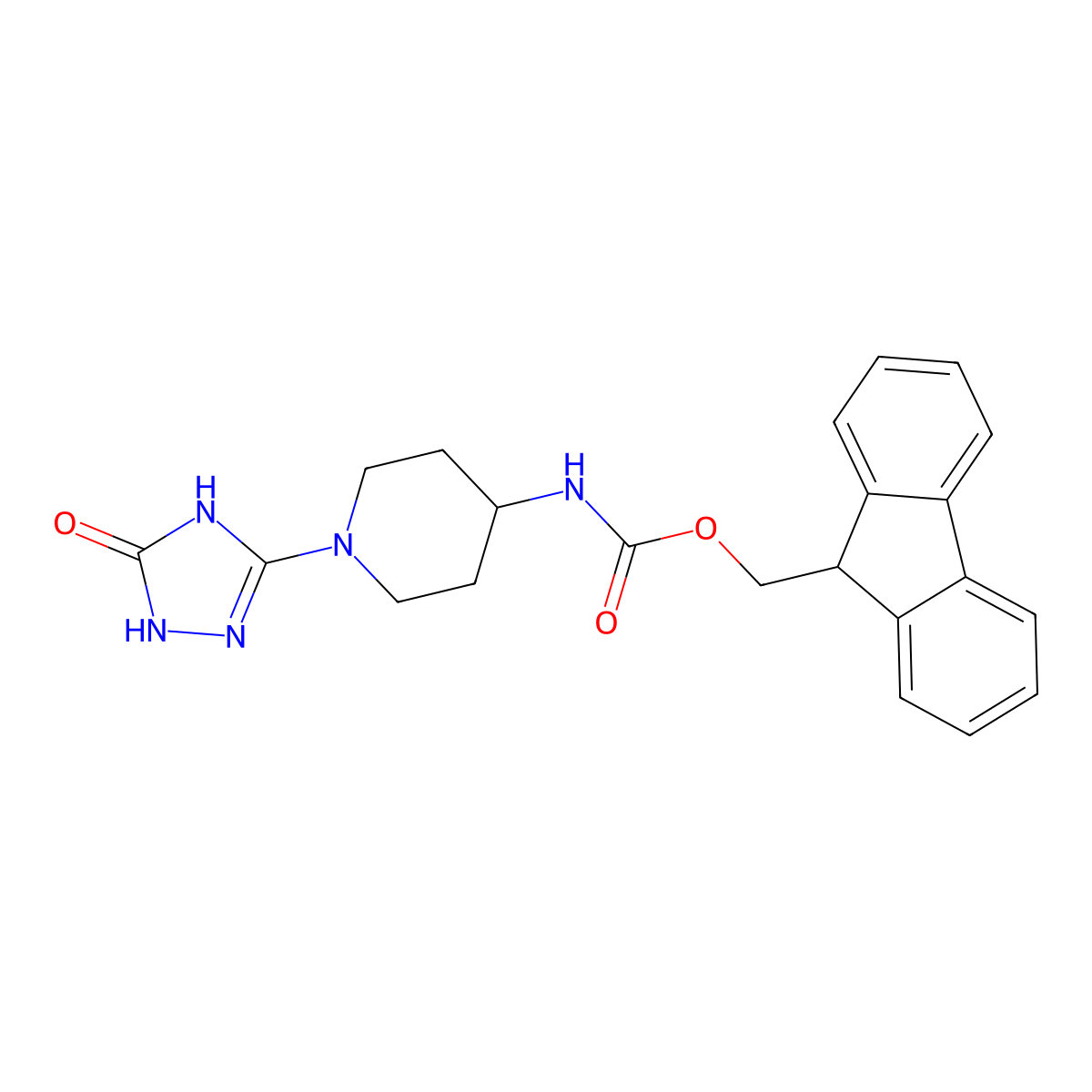 (9H-fluoren-9-yl)methyl N-[1-(5-hydroxy-1H-1,2,4-triazol-3-yl)piperidin-4-yl]carbamate molecular structure, CAS 2763985-00-6