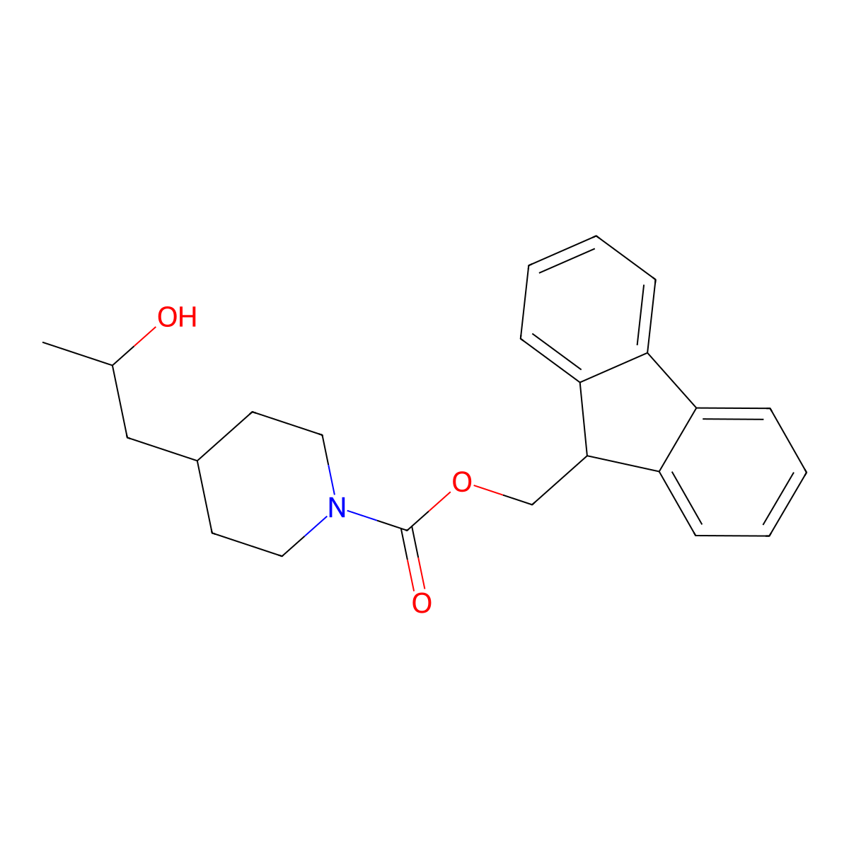(9H-fluoren-9-yl)methyl 4-(2-hydroxypropyl)piperidine-1-carboxylate molecular structure, CAS 2763985-04-0