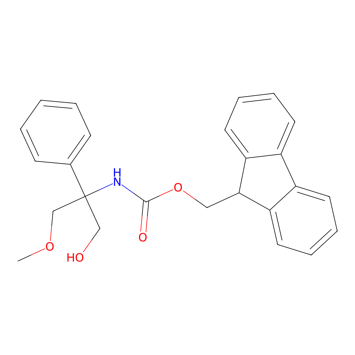 (9H-fluoren-9-yl)methyl N-(1-hydroxy-3-methoxy-2-phenylpropan-2-yl)carbamate molecular structure, CAS 2763985-09-5