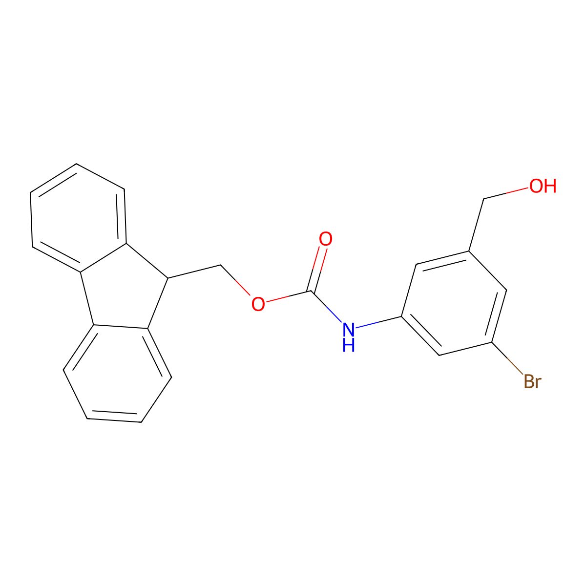 (9H-fluoren-9-yl)methyl N-[3-bromo-5-(hydroxymethyl)phenyl]carbamate molecular structure, CAS 2763985-11-9