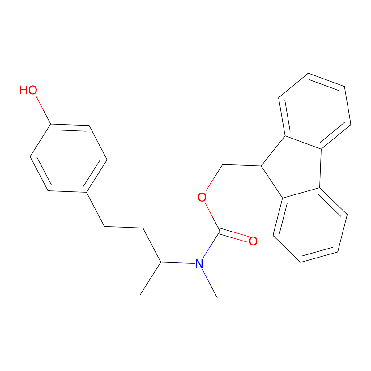 (9H-fluoren-9-yl)methyl N-[4-(4-hydroxyphenyl)butan-2-yl]-N-methylcarbamate molecular structure, CAS 2763985-12-0