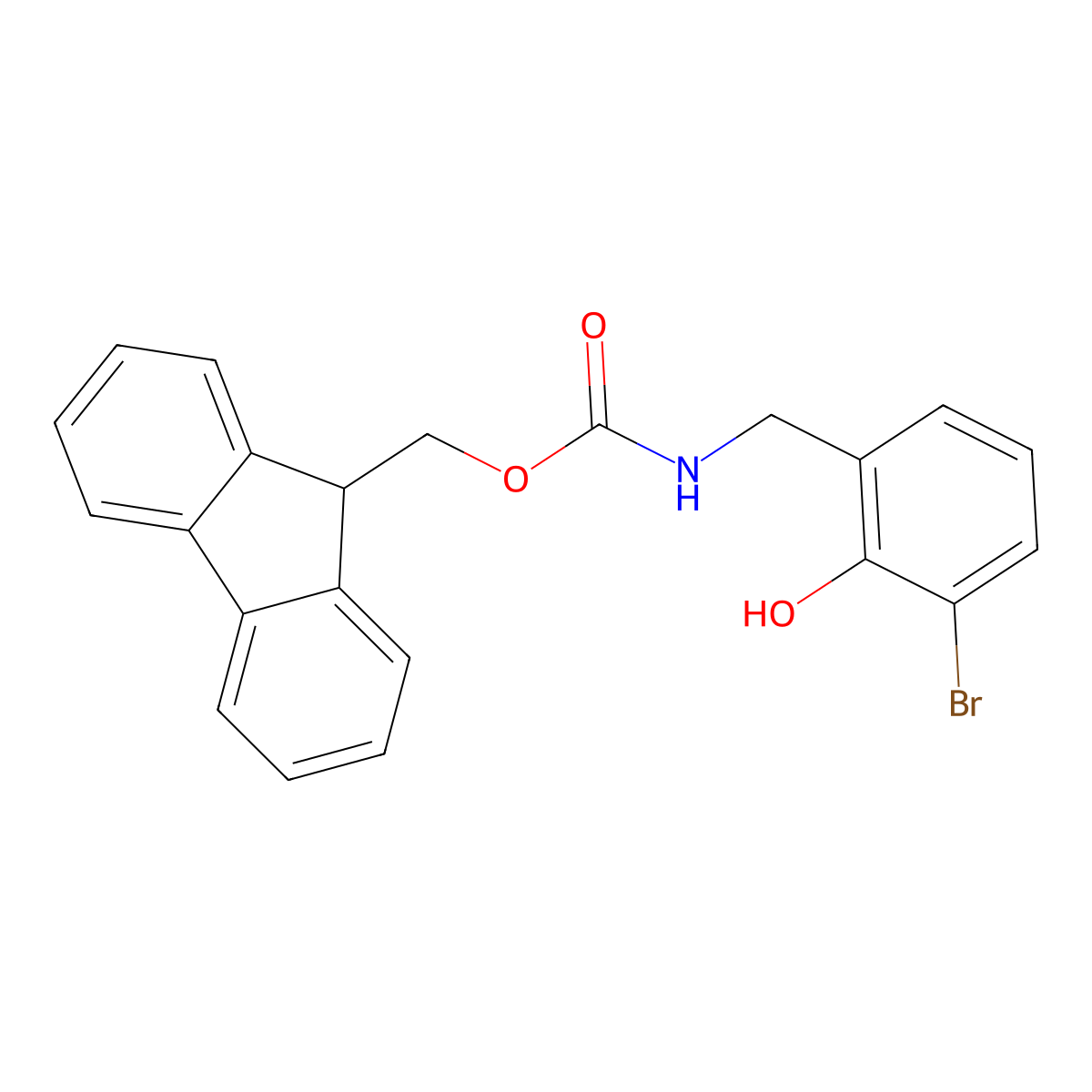 (9H-fluoren-9-yl)methyl N-[(3-bromo-2-hydroxyphenyl)methyl]carbamate molecular structure, CAS 2763985-15-3