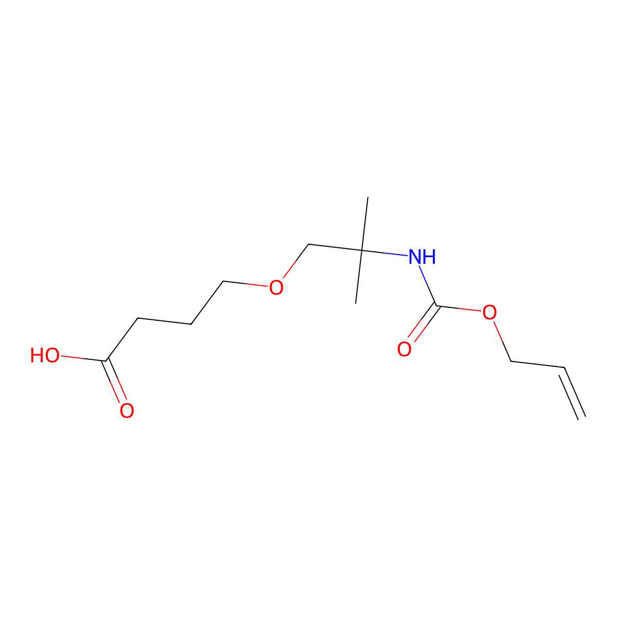 4-(2-Methyl-2-{[(prop-2-en-1-yloxy)carbonyl]amino}propoxy)butanoic acid molecular structure, CAS 2763985-18-6