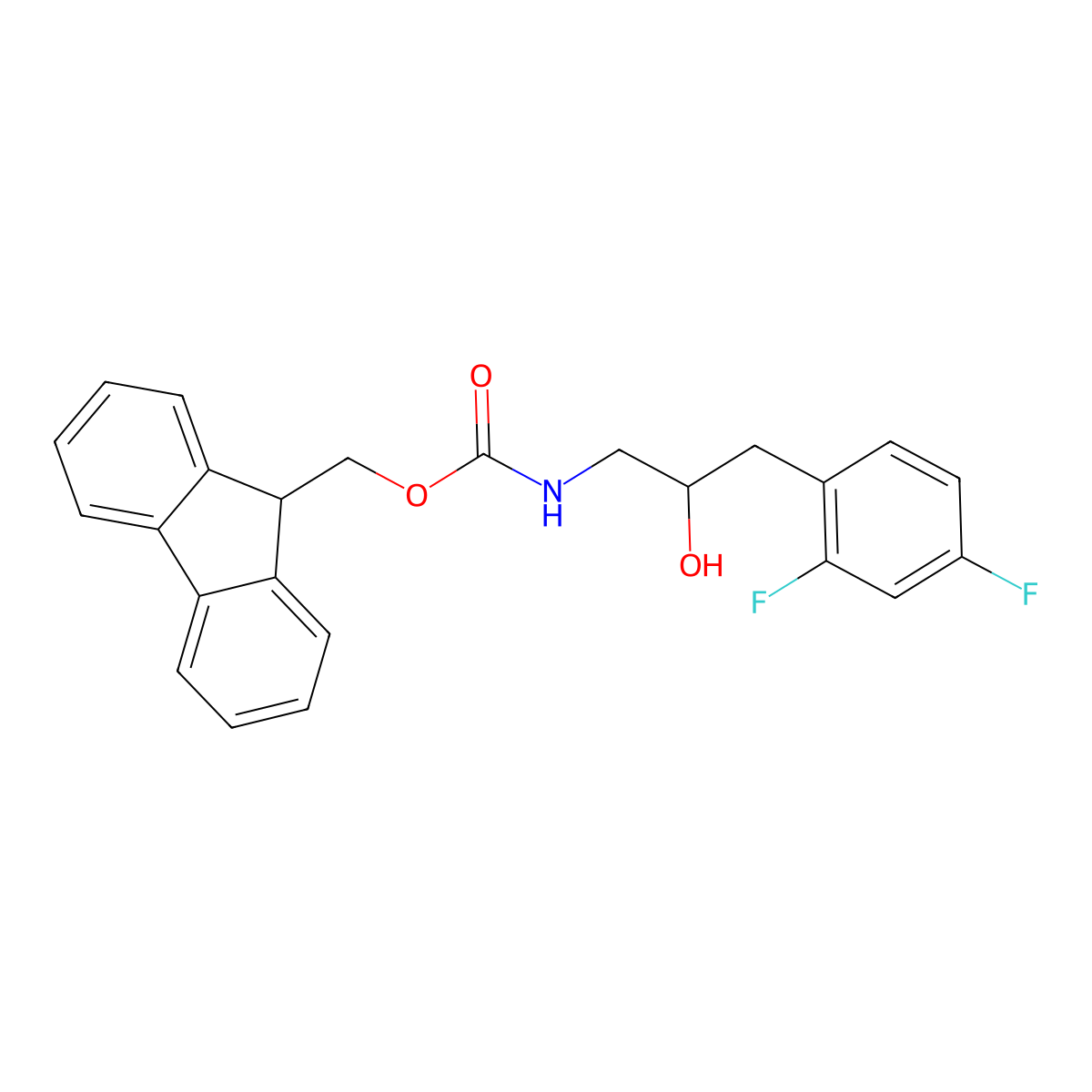 (9H-fluoren-9-yl)methyl N-[3-(2,4-difluorophenyl)-2-hydroxypropyl]carbamate molecular structure, CAS 2763985-25-5