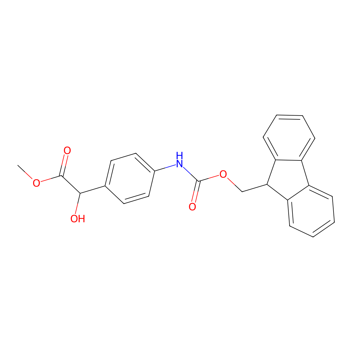 methyl 2-[4-({[(9H-fluoren-9-yl)methoxy]carbonyl}amino)phenyl]-2-hydroxyacetate molecular structure, CAS 2763985-28-8