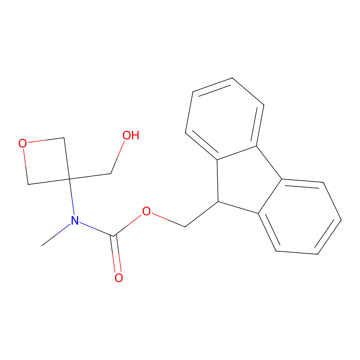 (9H-fluoren-9-yl)methyl N-[3-(hydroxymethyl)oxetan-3-yl]-N-methylcarbamate molecular structure, CAS 2763985-31-3