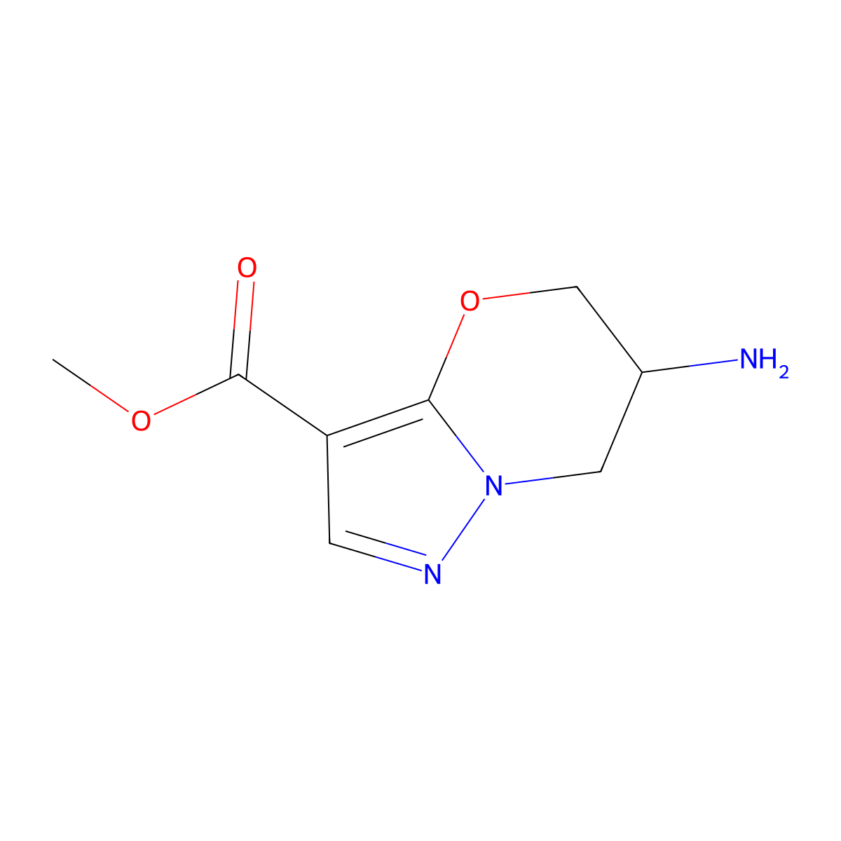 methyl 6-amino-5H,6H,7H-pyrazolo[3,2-b][1,3]oxazine-3-carboxylate molecular structure, CAS 2763985-34-6
