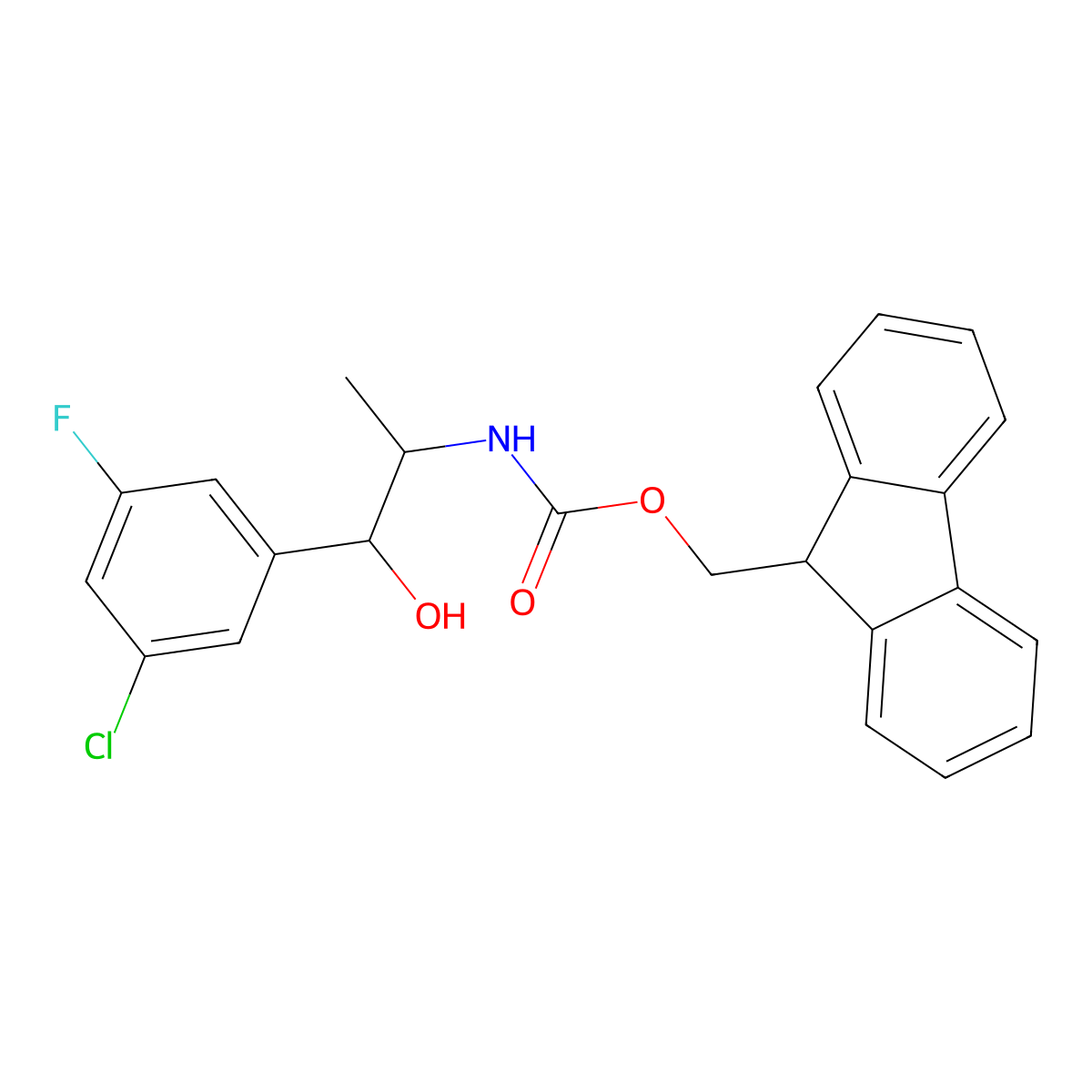 (9H-fluoren-9-yl)methyl N-[1-(3-chloro-5-fluorophenyl)-1-hydroxypropan-2-yl]carbamate molecular structure, CAS 2763985-36-8