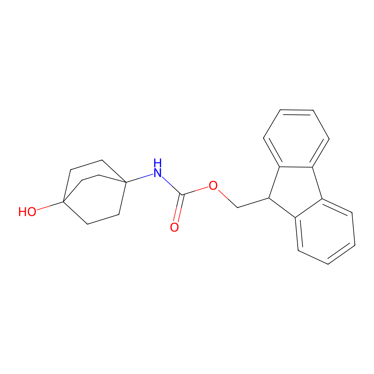 (9H-fluoren-9-yl)methyl N-{4-hydroxybicyclo[2.2.2]octan-1-yl}carbamate molecular structure, CAS 2763985-46-0