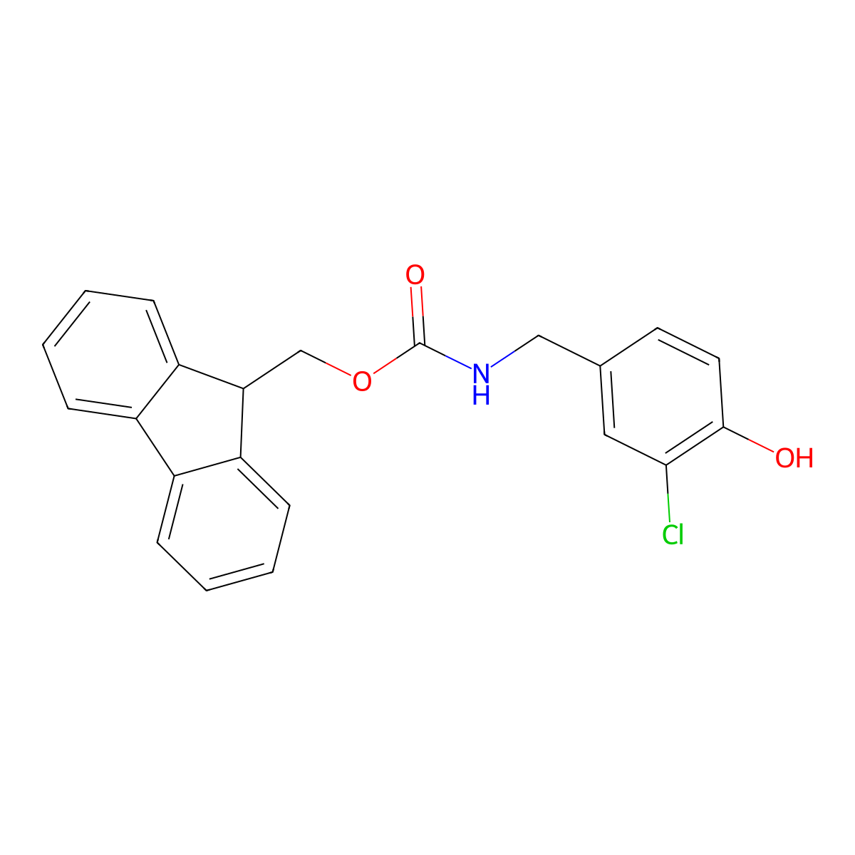 (9H-fluoren-9-yl)methyl N-[(3-chloro-4-hydroxyphenyl)methyl]carbamate molecular structure, CAS 2763985-52-8