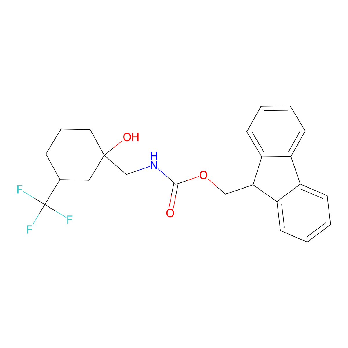 (9H-fluoren-9-yl)methyl N-{[1-hydroxy-3-(trifluoromethyl)cyclohexyl]methyl}carbamate molecular structure, CAS 2763985-54-0