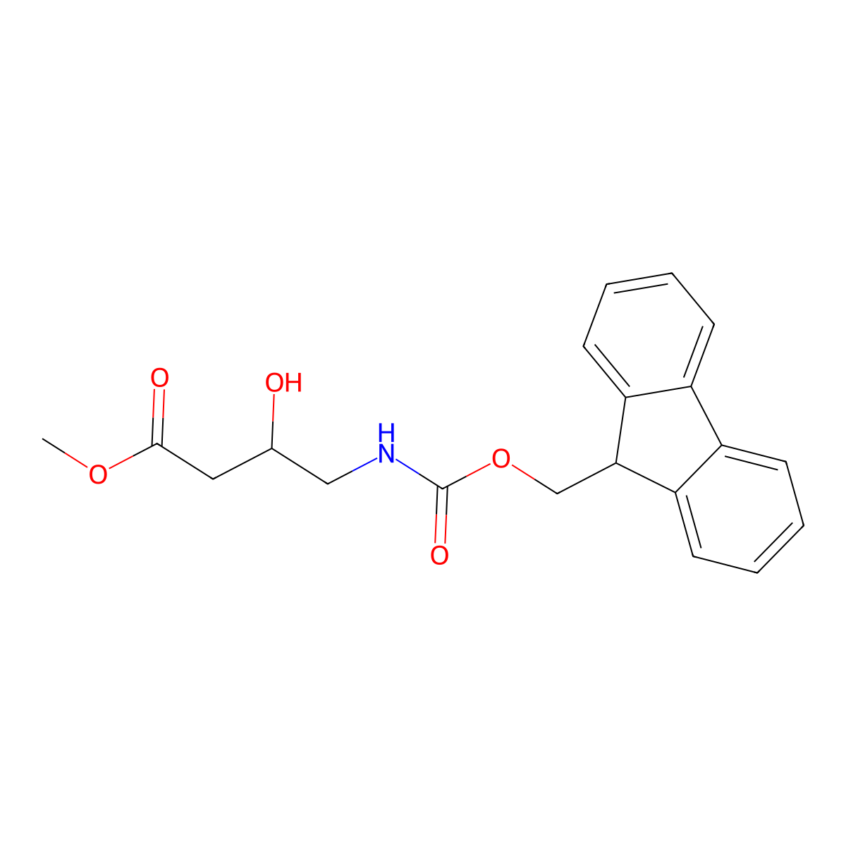 methyl 4-({[(9H-fluoren-9-yl)methoxy]carbonyl}amino)-3-hydroxybutanoate molecular structure, CAS 2763985-55-1