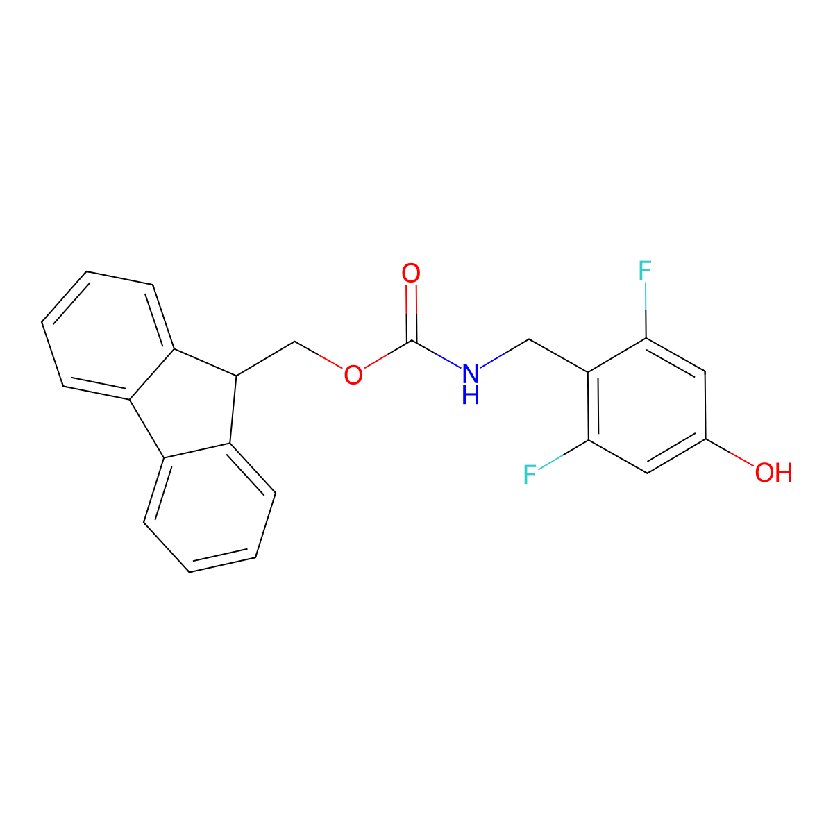 (9H-fluoren-9-yl)methyl N-[(2,6-difluoro-4-hydroxyphenyl)methyl]carbamate molecular structure, CAS 2763985-57-3