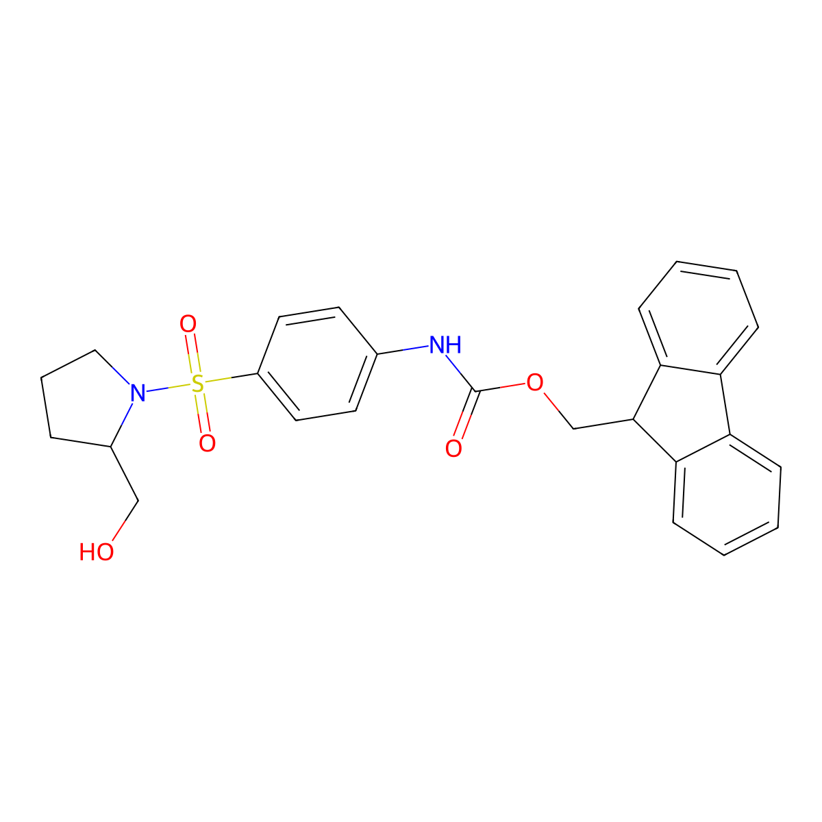 (9H-fluoren-9-yl)methyl N-(4-{[2-(hydroxymethyl)pyrrolidin-1-yl]sulfonyl}phenyl)carbamate molecular structure, CAS 2763992-90-9