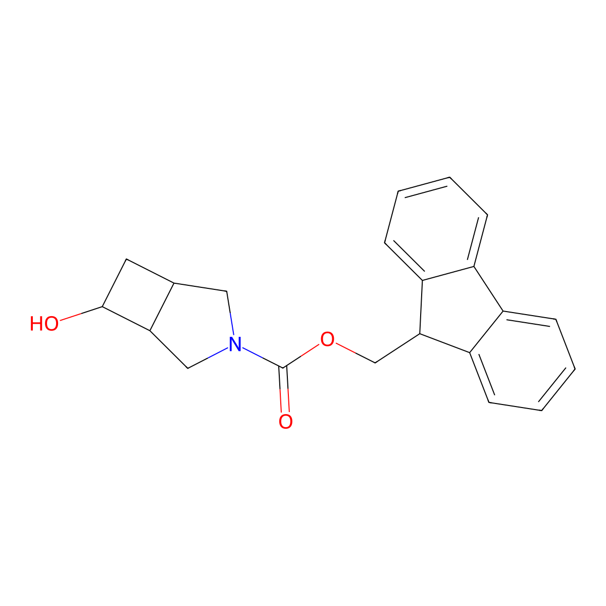 (9H-fluoren-9-yl)methyl 6-hydroxy-3-azabicyclo[3.2.0]heptane-3-carboxylate molecular structure, CAS 2763992-94-3
