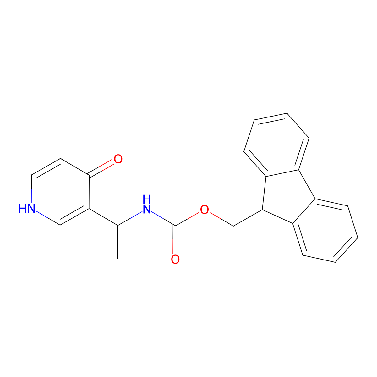 (9H-fluoren-9-yl)methyl N-[1-(4-hydroxypyridin-3-yl)ethyl]carbamate molecular structure, CAS 2763992-95-4