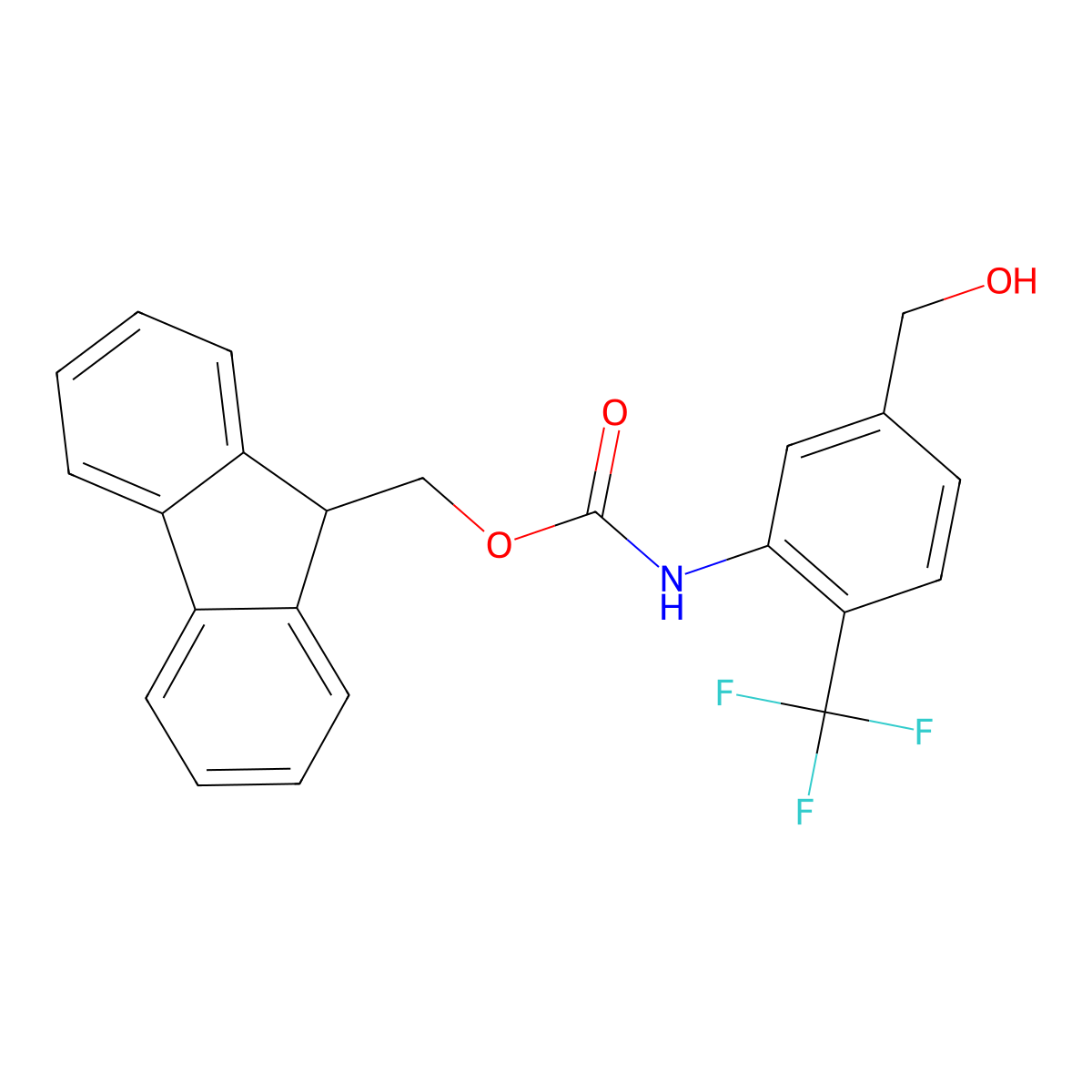 (9H-fluoren-9-yl)methyl N-[5-(hydroxymethyl)-2-(trifluoromethyl)phenyl]carbamate molecular structure, CAS 2763993-05-9