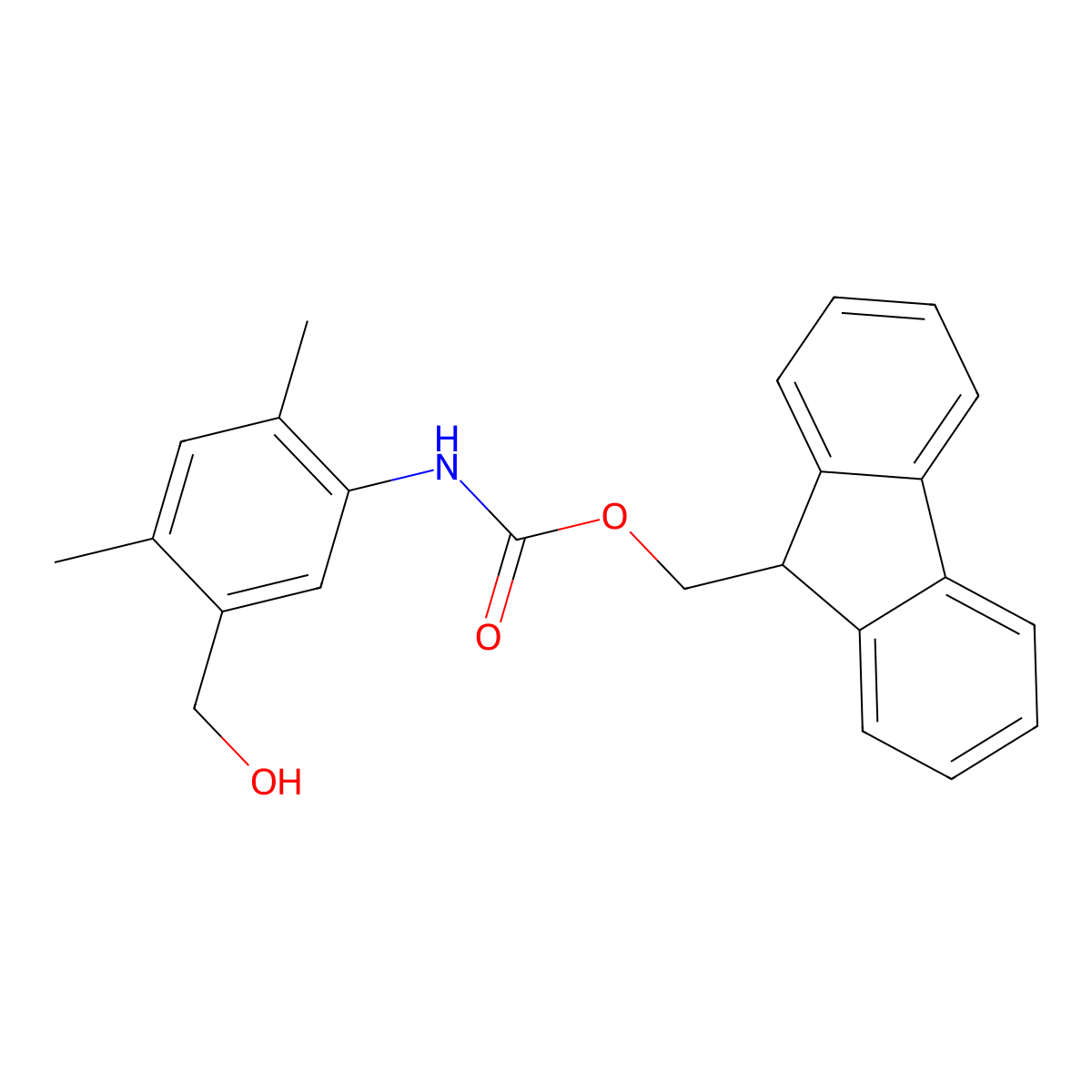 (9H-fluoren-9-yl)methyl N-[5-(hydroxymethyl)-2,4-dimethylphenyl]carbamate molecular structure, CAS 2763993-08-2