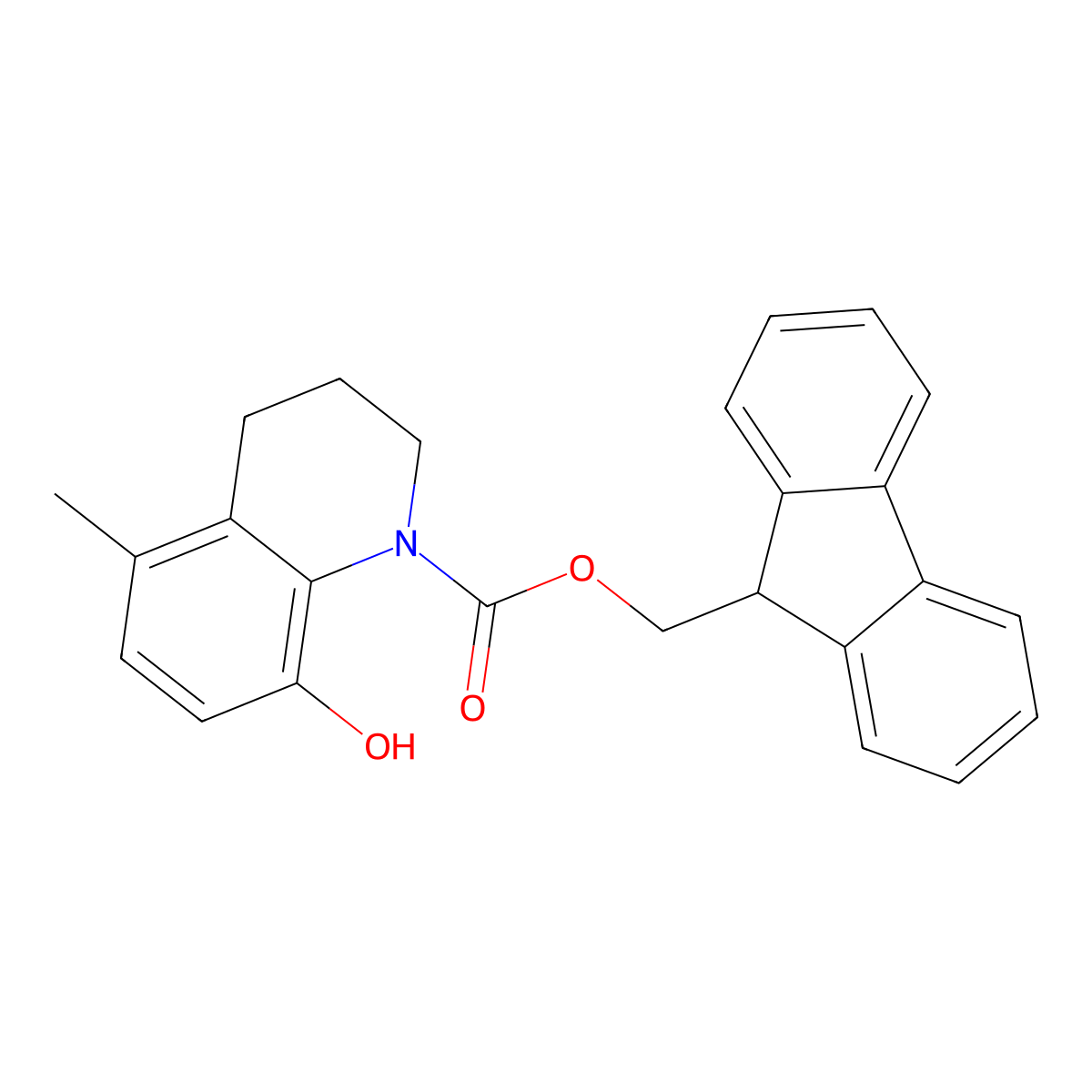 (9H-fluoren-9-yl)methyl 8-hydroxy-5-methyl-1,2,3,4-tetrahydroquinoline-1-carboxylate molecular structure, CAS 2763993-12-8