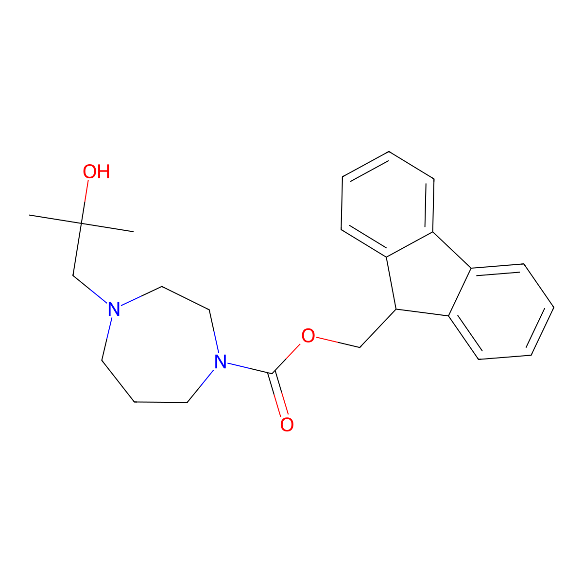 (9H-fluoren-9-yl)methyl 4-(2-hydroxy-2-methylpropyl)-1,4-diazepane-1-carboxylate molecular structure, CAS 2763993-21-9