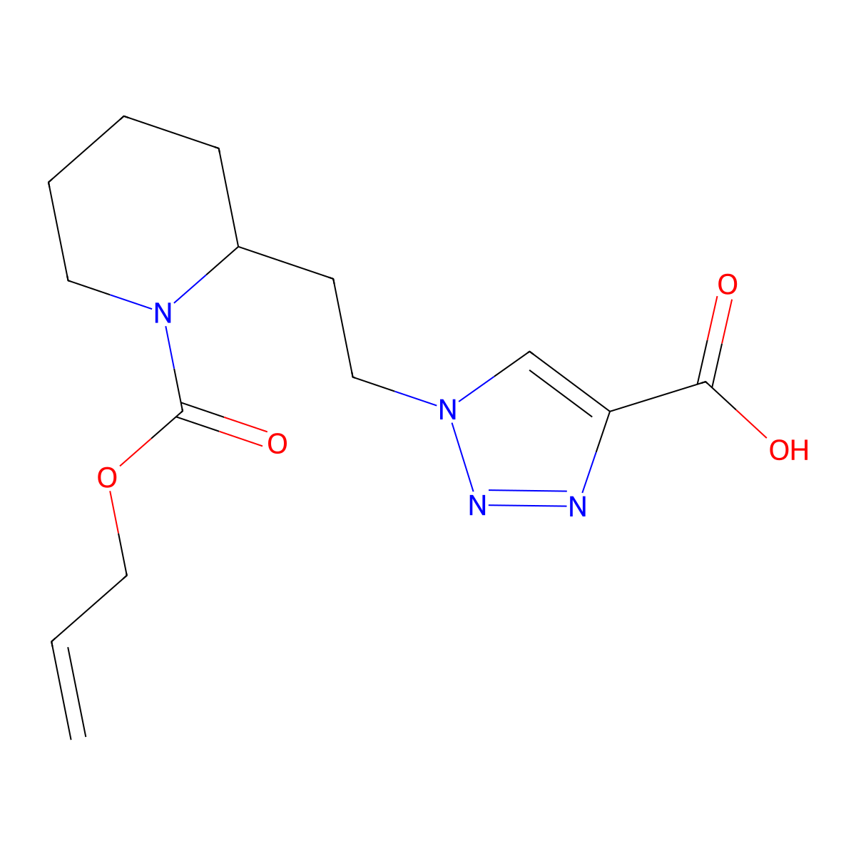 1-(2-{1-[(prop-2-en-1-yloxy)carbonyl]piperidin-2-yl}ethyl)-1H-1,2,3-triazole-4-carboxylic acid molecular structure, CAS 2763993-26-4