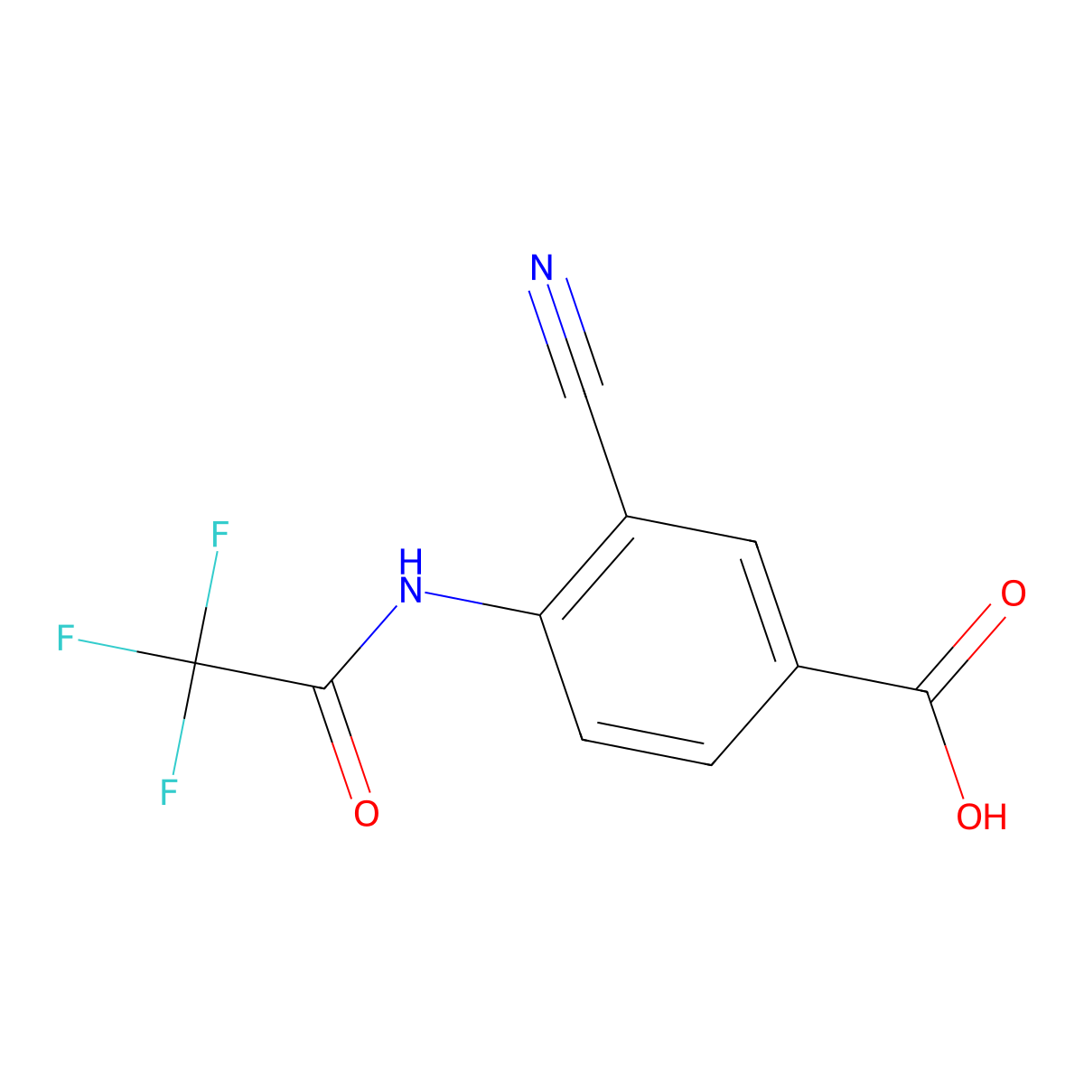 3-Cyano-4-(2,2,2-trifluoroacetamido)benzoic acid molecular structure, CAS 2763993-34-4