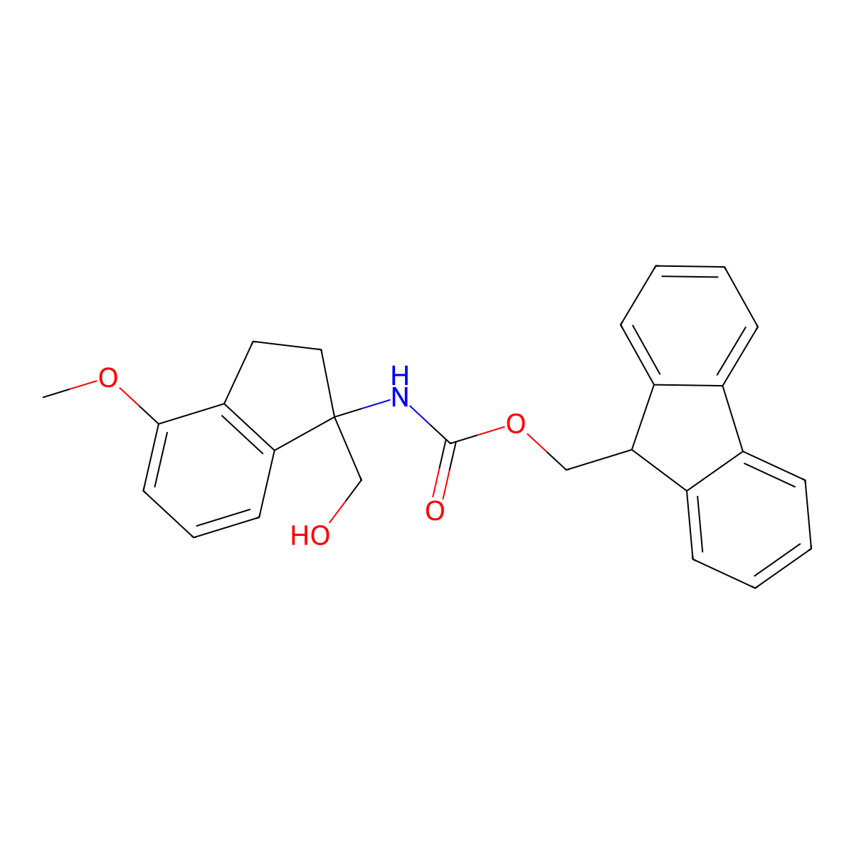 (9H-fluoren-9-yl)methyl N-[1-(hydroxymethyl)-4-methoxy-2,3-dihydro-1H-inden-1-yl]carbamate molecular structure, CAS 2763993-35-5