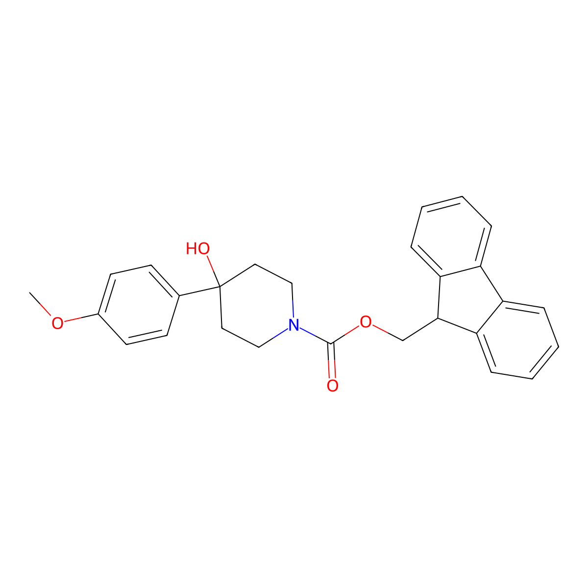 (9H-fluoren-9-yl)methyl 4-hydroxy-4-(4-methoxyphenyl)piperidine-1-carboxylate molecular structure, CAS 2763993-36-6