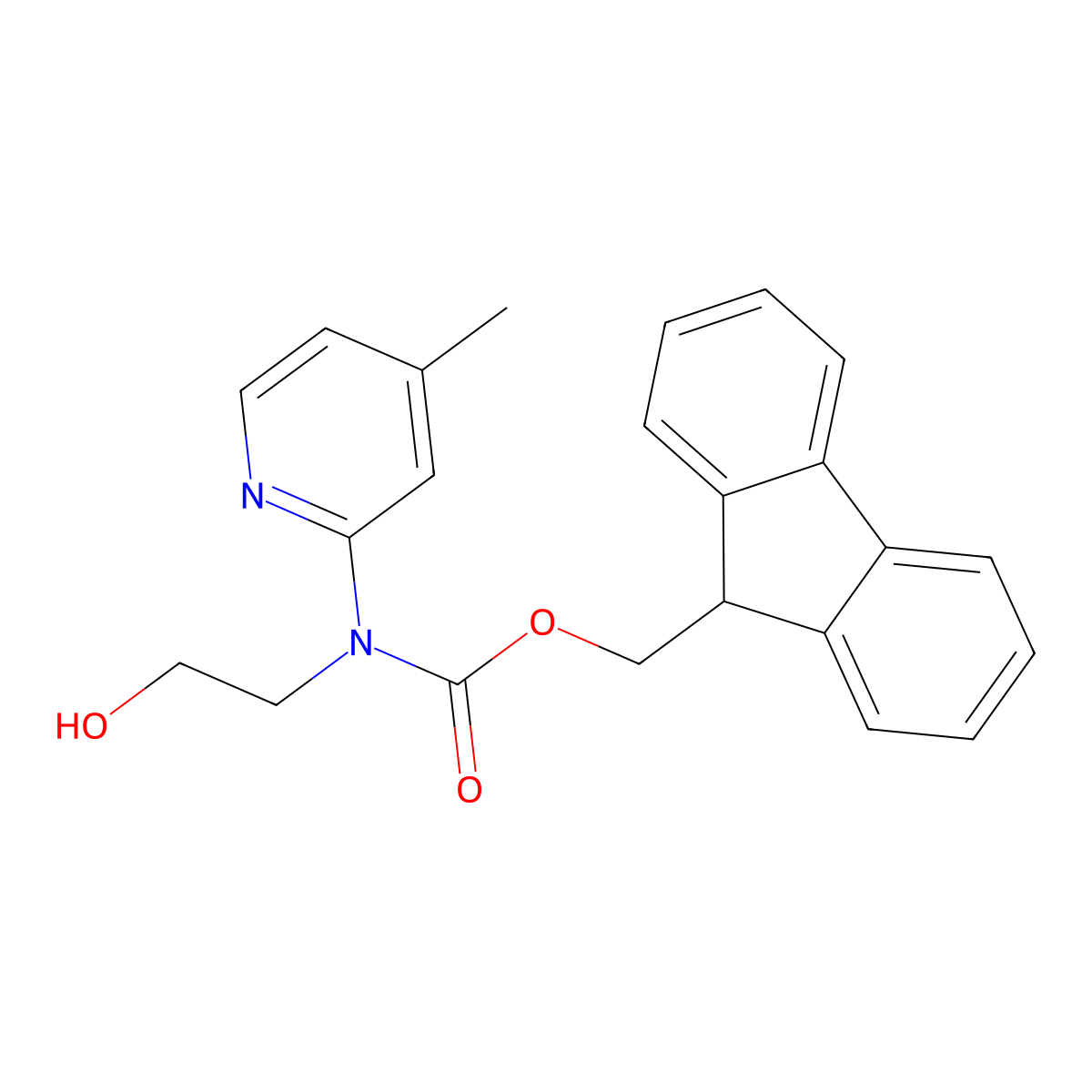 (9H-fluoren-9-yl)methyl N-(2-hydroxyethyl)-N-(4-methylpyridin-2-yl)carbamate molecular structure, CAS 2763993-40-2