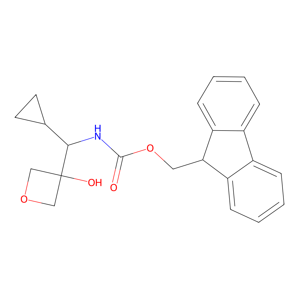 (9H-fluoren-9-yl)methyl N-[cyclopropyl(3-hydroxyoxetan-3-yl)methyl]carbamate molecular structure, CAS 2763993-41-3