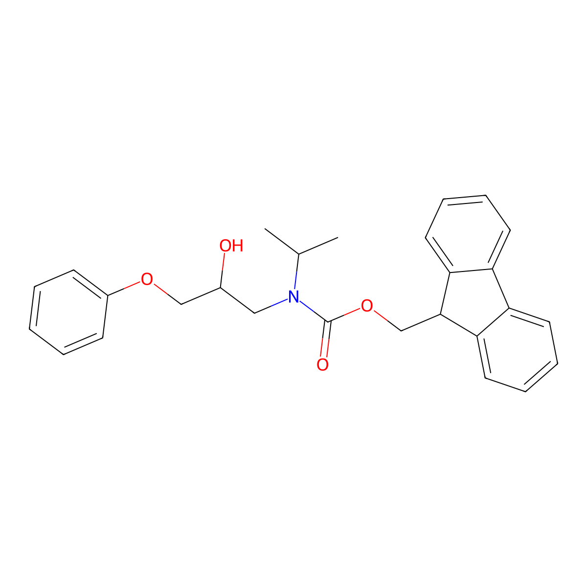 (9H-fluoren-9-yl)methyl N-(2-hydroxy-3-phenoxypropyl)-N-(propan-2-yl)carbamate molecular structure, CAS 2763993-54-8
