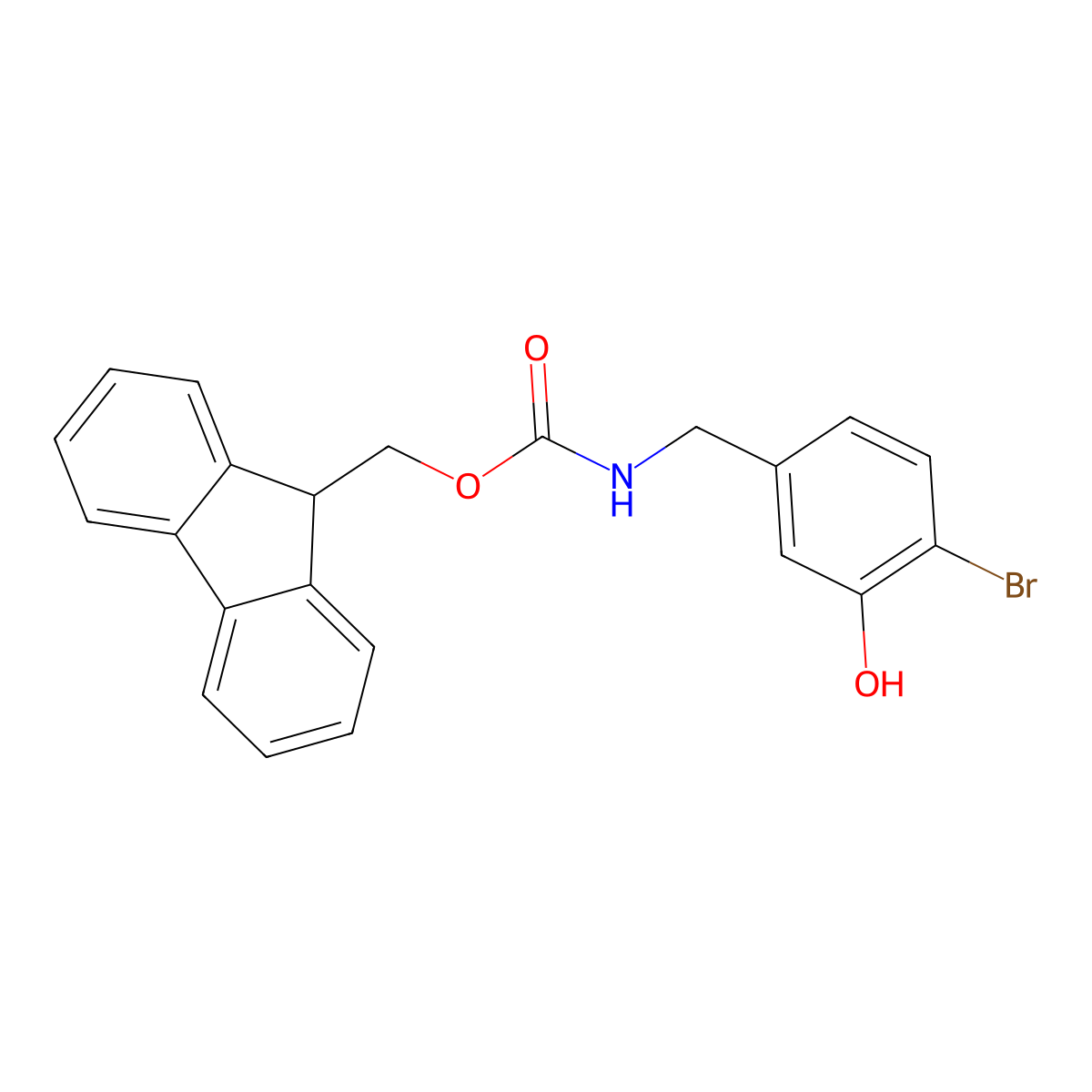 (9H-fluoren-9-yl)methyl N-[(4-bromo-3-hydroxyphenyl)methyl]carbamate molecular structure, CAS 2763993-57-1