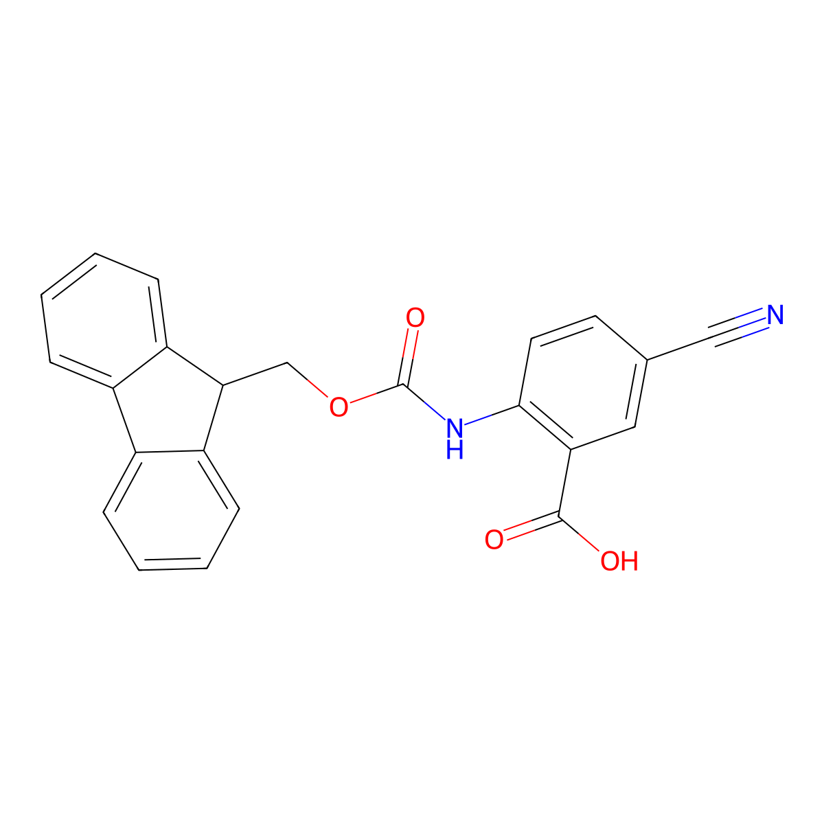 5-cyano-2-({[(9H-fluoren-9-yl)methoxy]carbonyl}amino)benzoic acid molecular structure, CAS 2763993-58-2