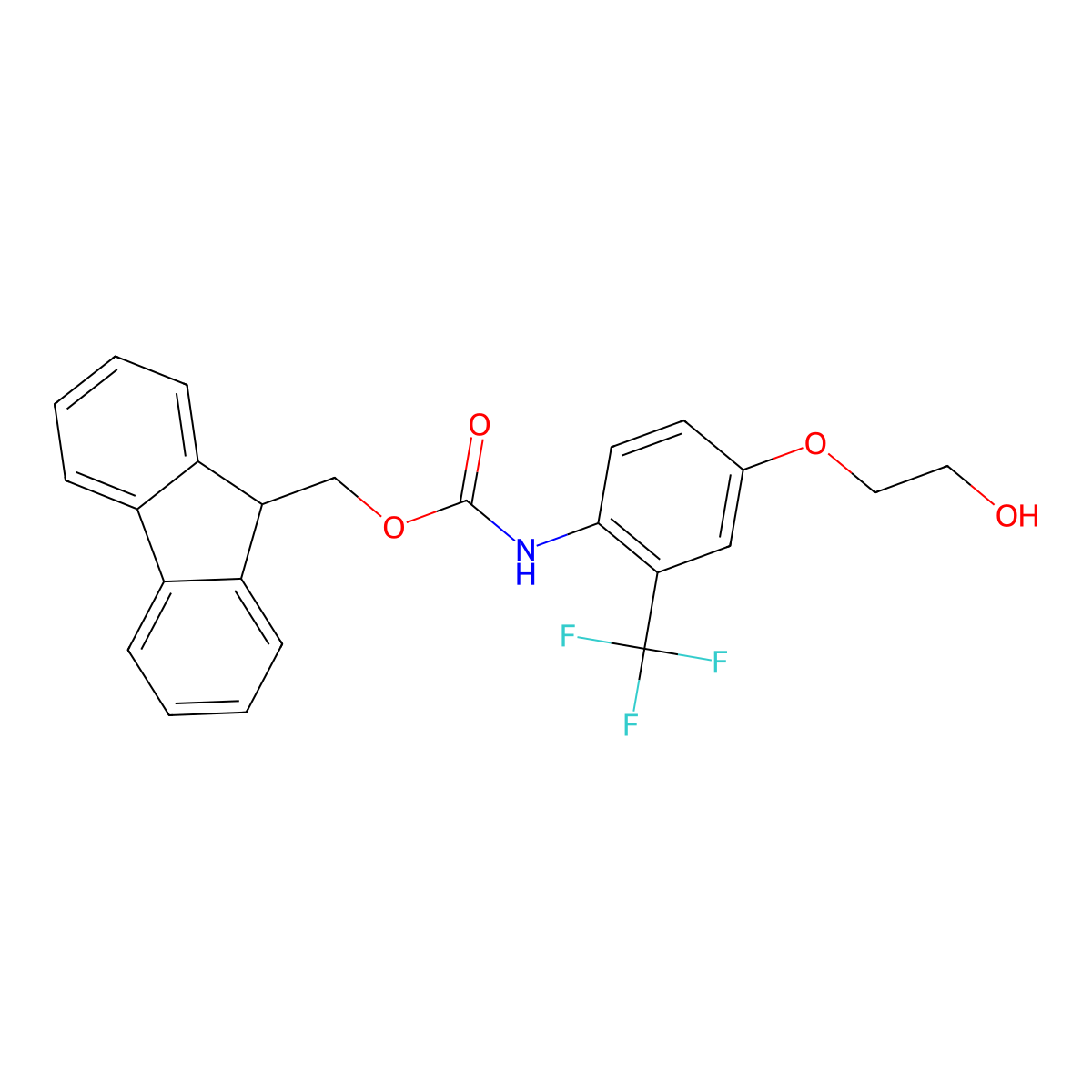 (9H-fluoren-9-yl)methyl N-[4-(2-hydroxyethoxy)-2-(trifluoromethyl)phenyl]carbamate molecular structure, CAS 2763993-66-2
