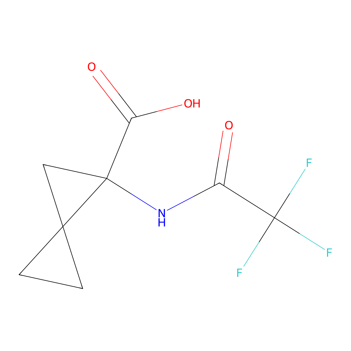 1-(2,2,2-Trifluoroacetamido)spiro[2.2]pentane-1-carboxylic acid molecular structure, CAS 2763993-67-3