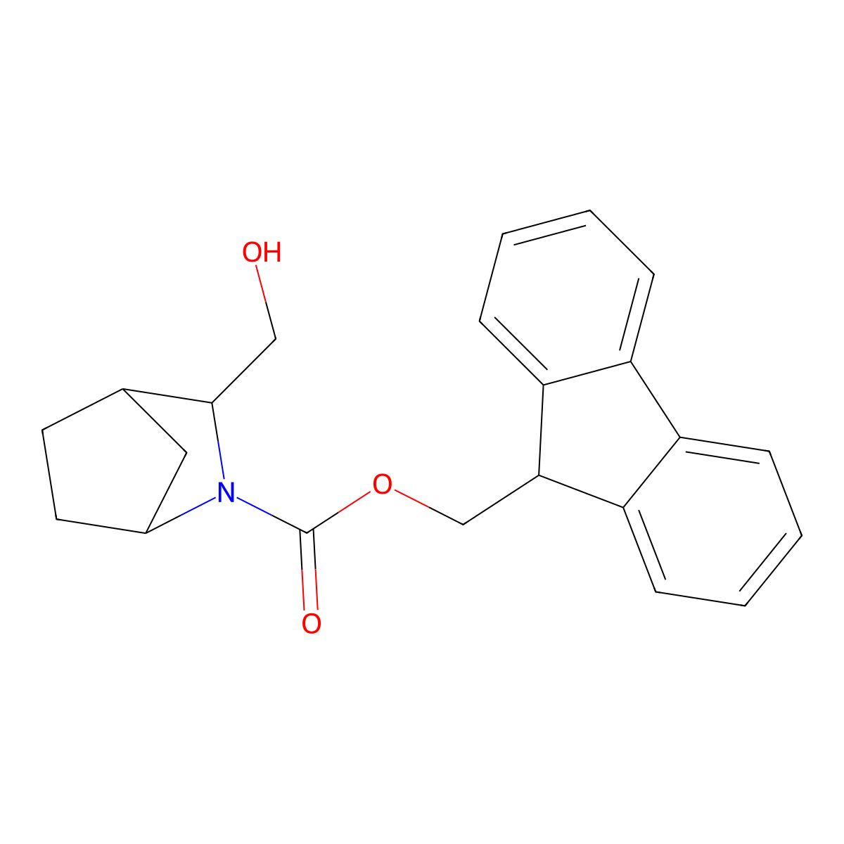 (9H-fluoren-9-yl)methyl 3-(hydroxymethyl)-2-azabicyclo[2.2.1]heptane-2-carboxylate molecular structure, CAS 2763993-69-5