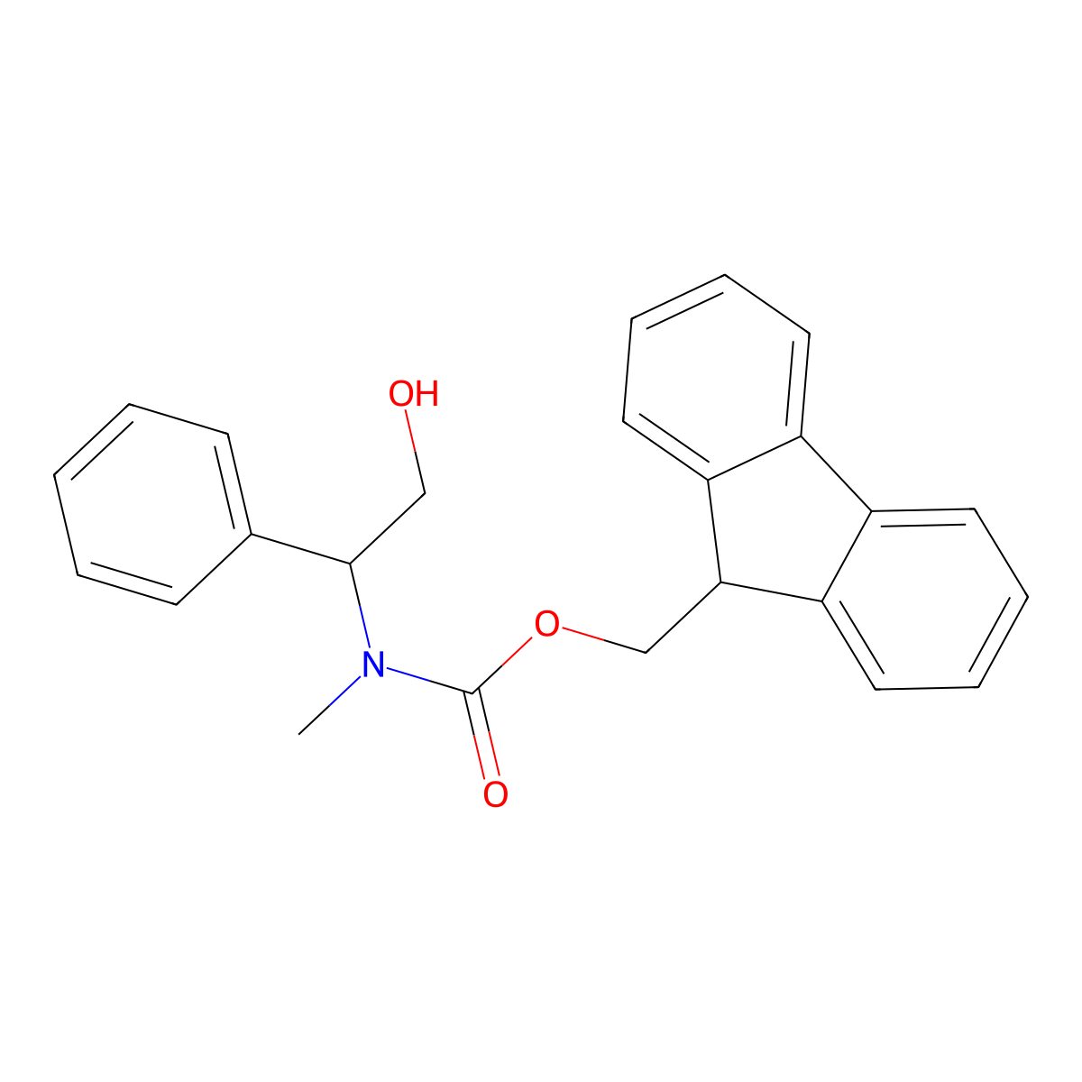 (9H-fluoren-9-yl)methyl N-(2-hydroxy-1-phenylethyl)-N-methylcarbamate molecular structure, CAS 2763993-72-0
