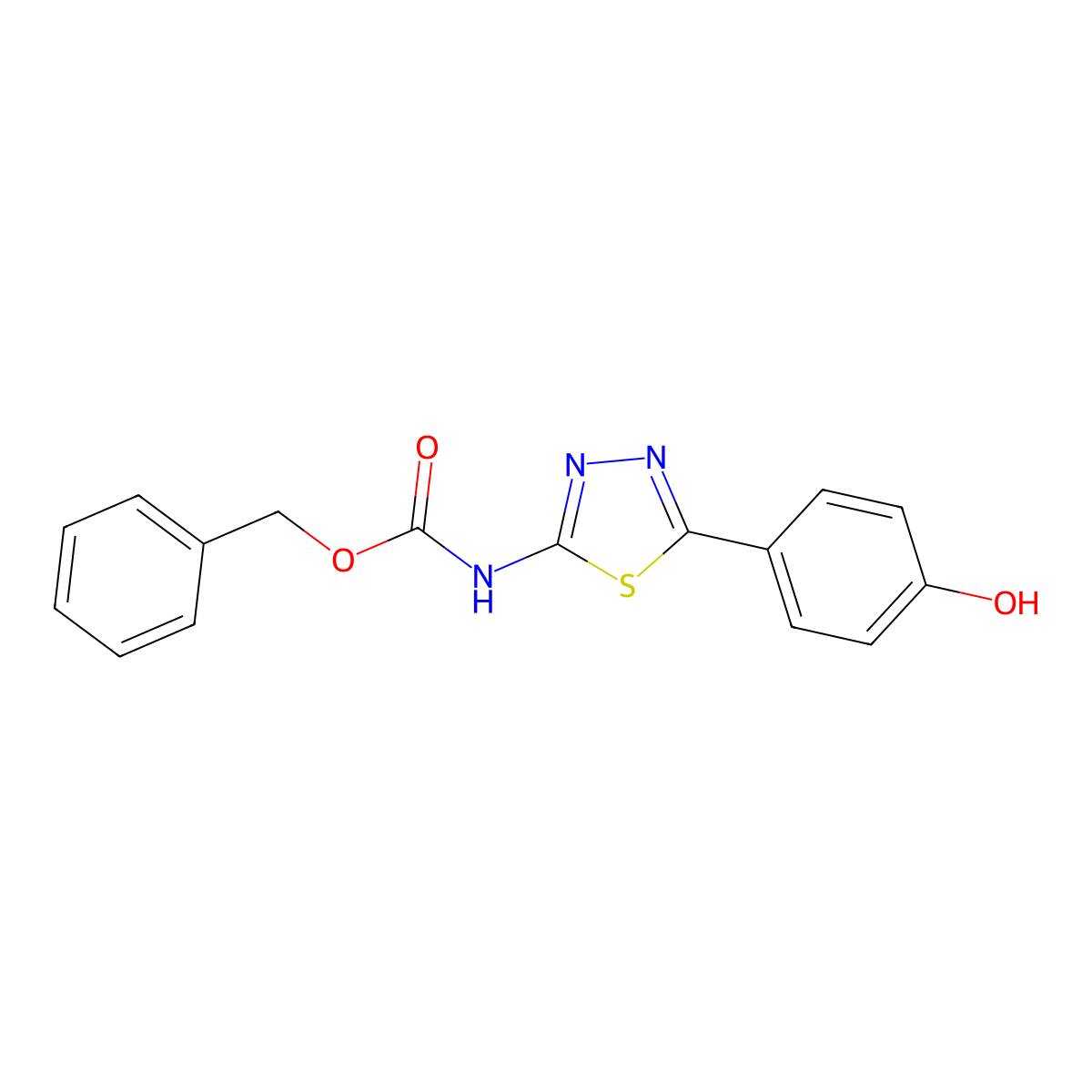 benzyl N-[5-(4-hydroxyphenyl)-1,3,4-thiadiazol-2-yl]carbamate molecular structure, CAS 2763993-83-3