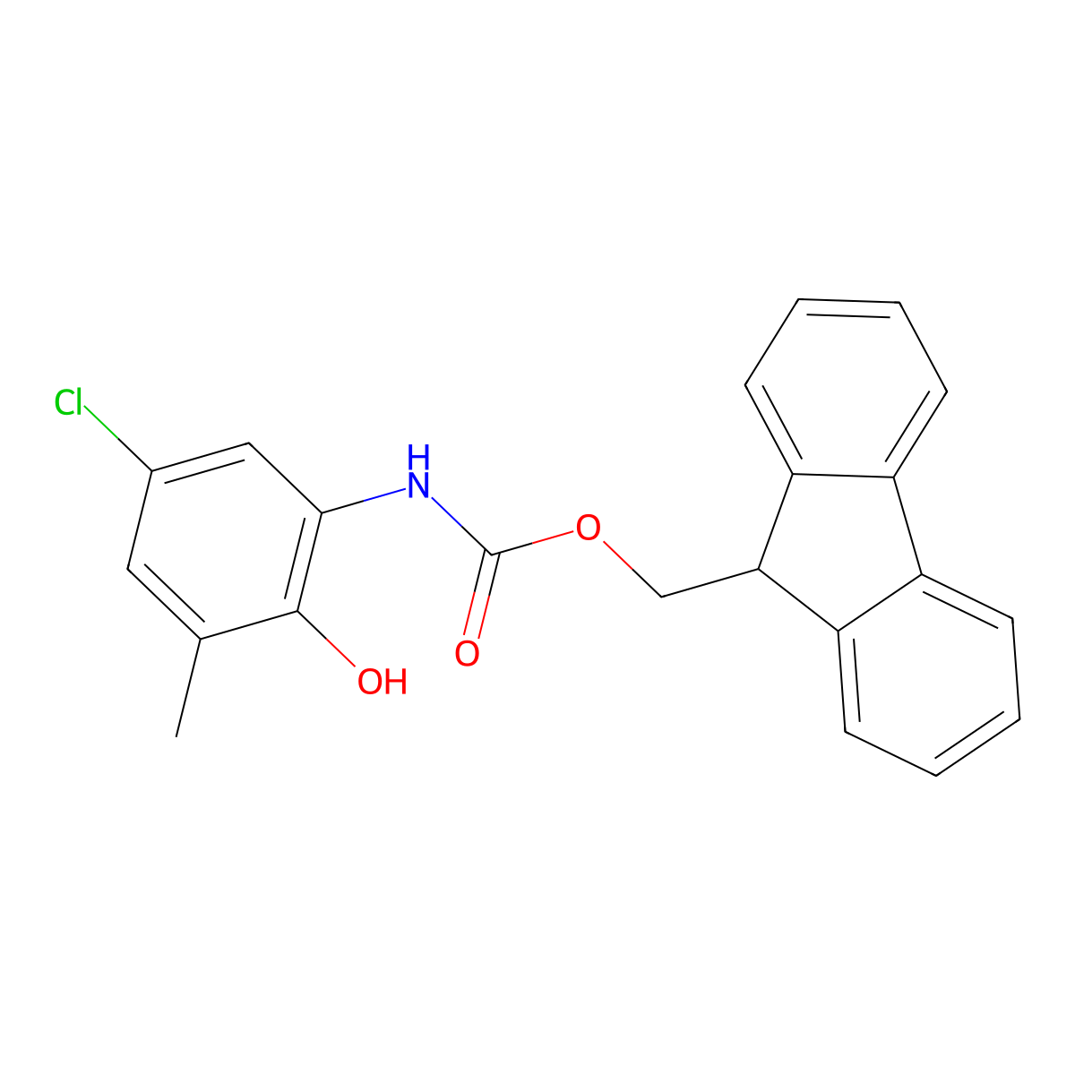 (9H-fluoren-9-yl)methyl N-(5-chloro-2-hydroxy-3-methylphenyl)carbamate molecular structure, CAS 2763993-93-5