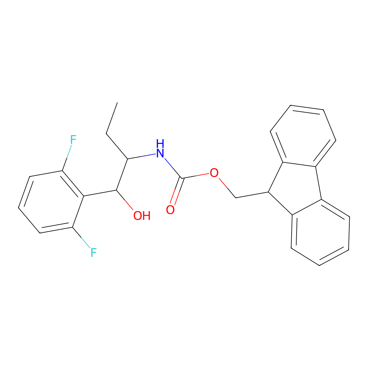 (9H-fluoren-9-yl)methyl N-[1-(2,6-difluorophenyl)-1-hydroxybutan-2-yl]carbamate molecular structure, CAS 2763993-94-6