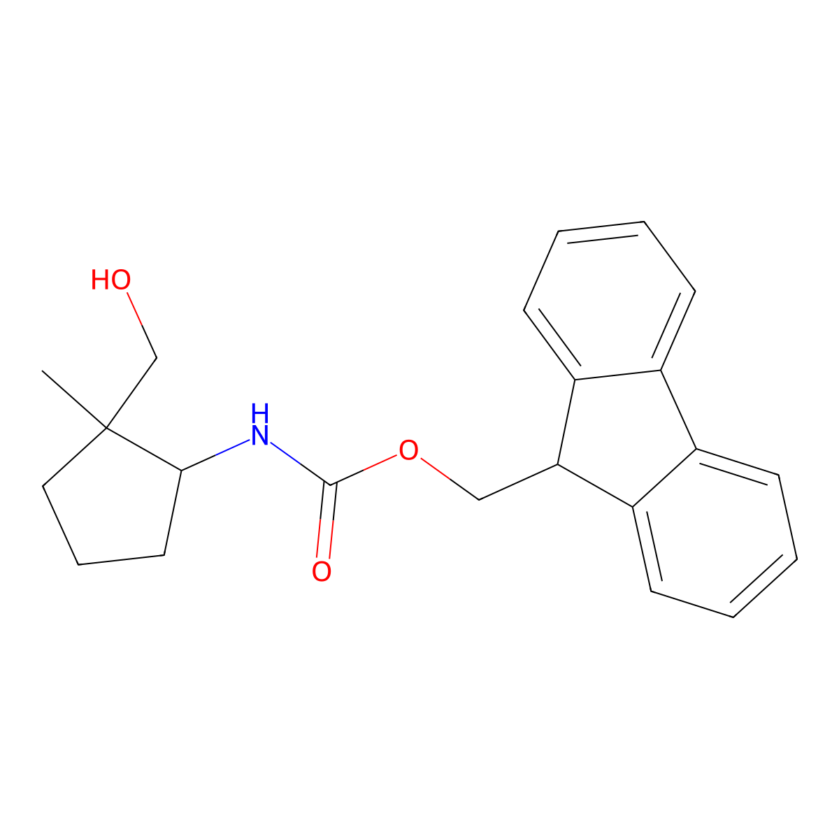 rac-(9H-fluoren-9-yl)methyl N-[(1R,2R)-2-(hydroxymethyl)-2-methylcyclopentyl]carbamate molecular structure, CAS 2763993-98-0