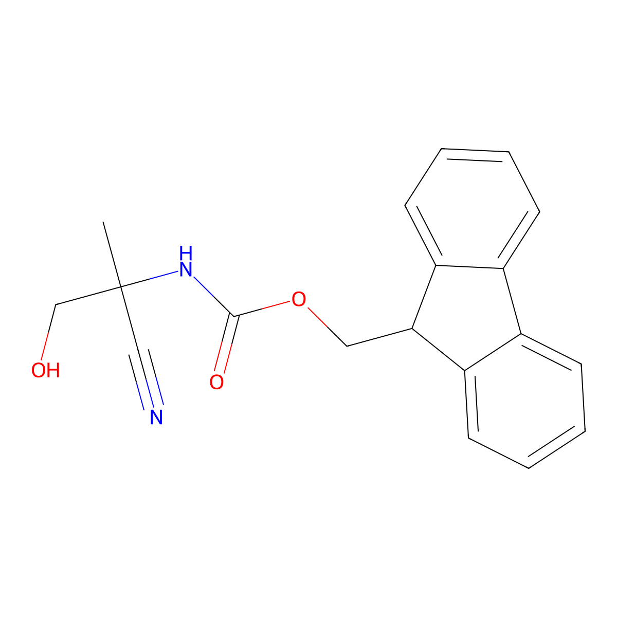 (9H-fluoren-9-yl)methyl N-(1-cyano-2-hydroxy-1-methylethyl)carbamate molecular structure, CAS 2763994-02-9